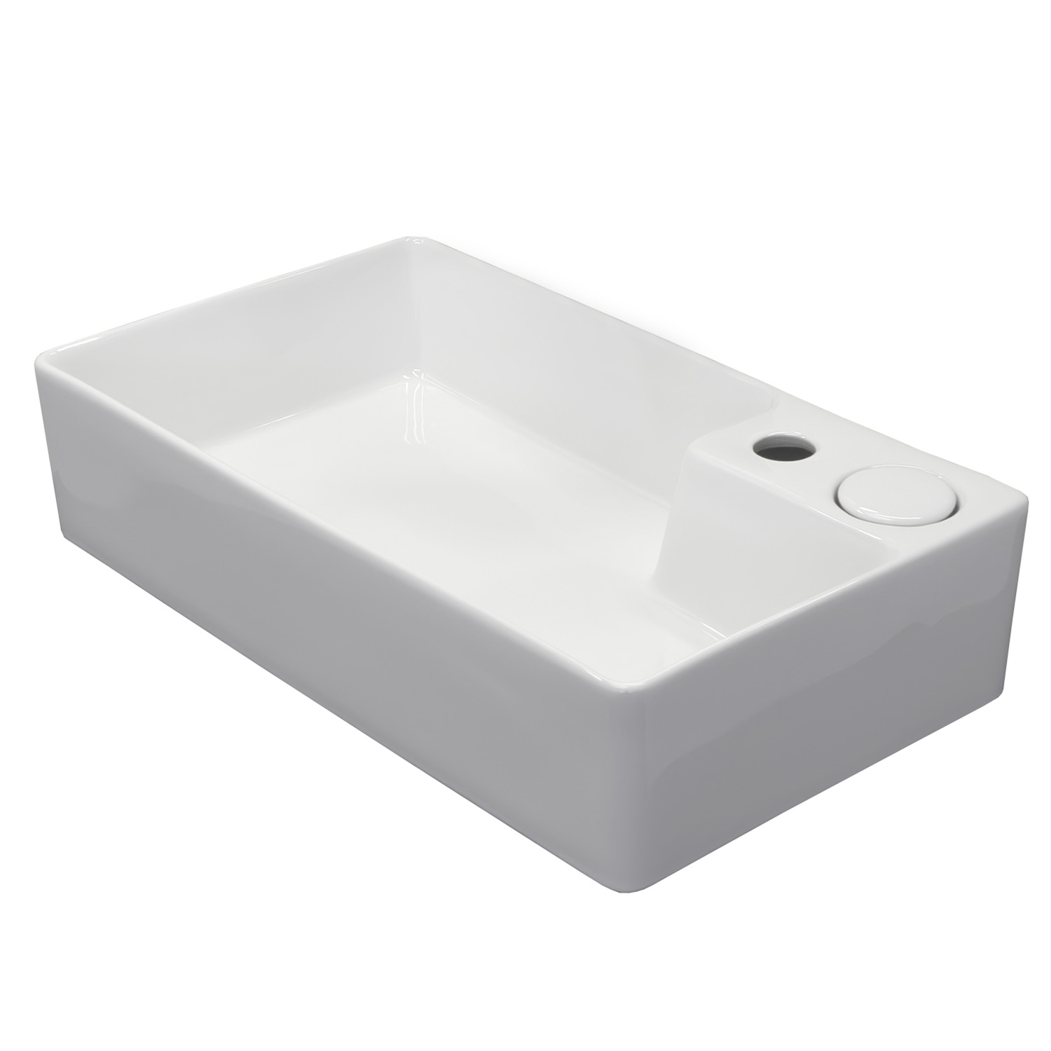 Накладная прямоугольная раковина 60 см Comforty СF178739L с чашей слева и смесителем справа
