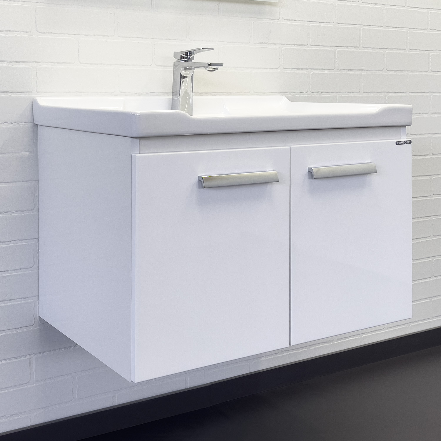 Тумба-умывальник Comforty Рига 70 белый глянец с раковиной Comforty 9335-70