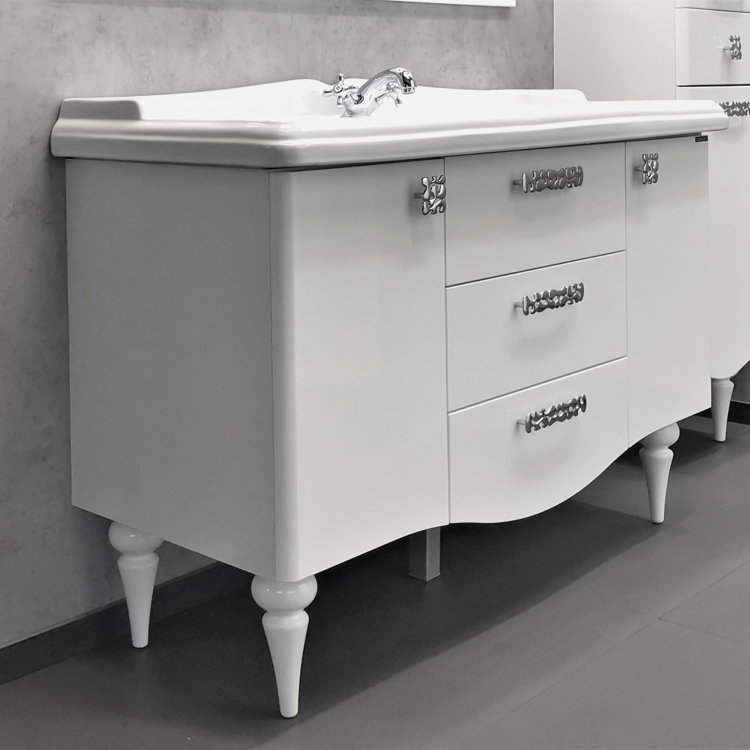 Comforty. Тумба-умывальник "Монако-120" белый глянец с раковиной Comforty 3312