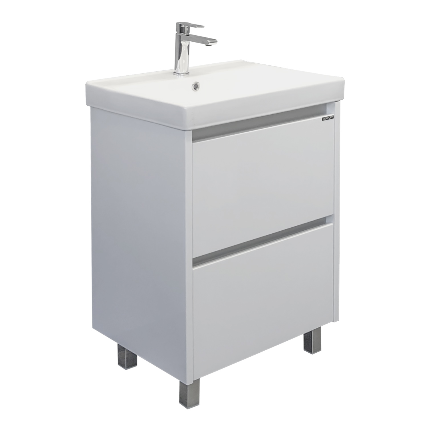 Comforty. Тумба-умывальник "Дублин-60" белый глянец с раковиной Comforty 8056