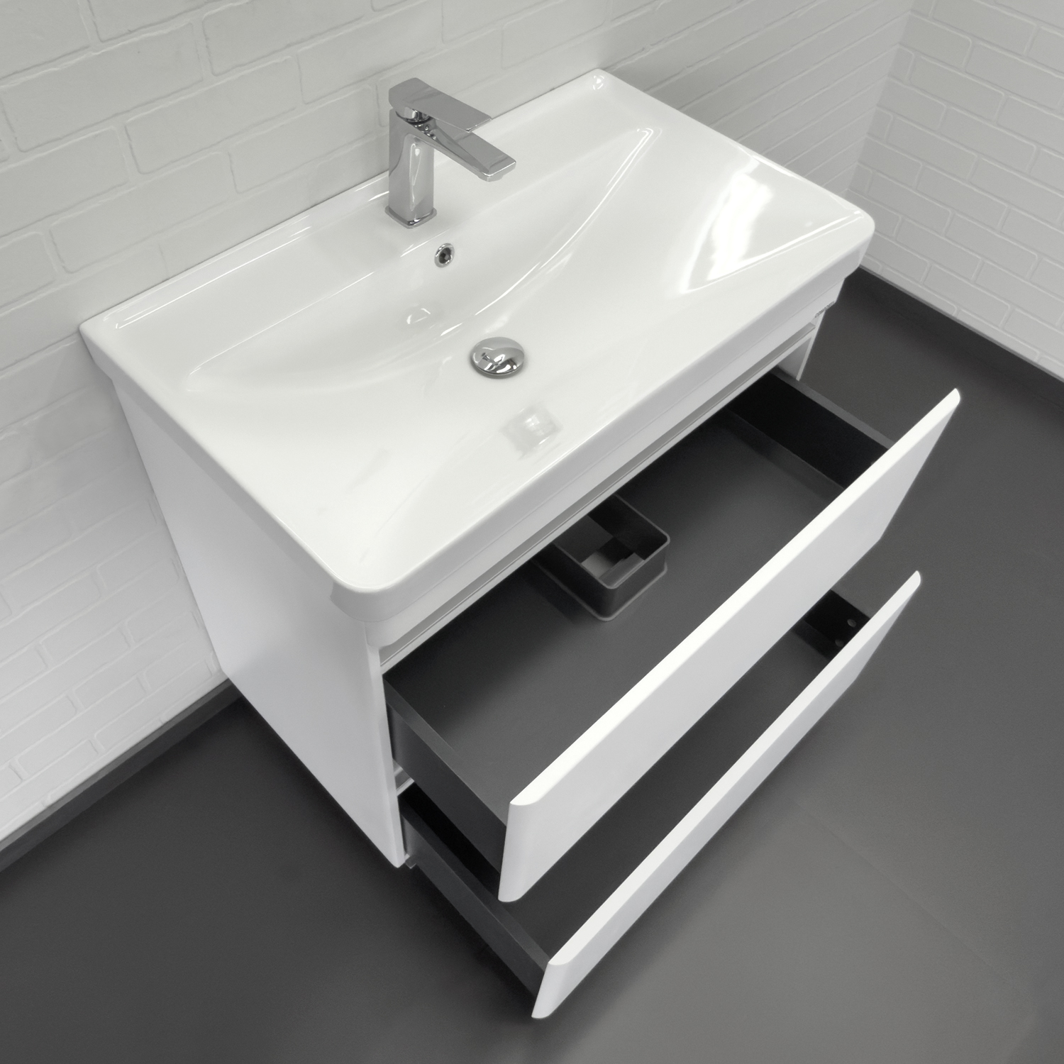 Тумба-умывальник напольная Comforty Валдай-80Н белая матовая с раковиной Comforty 4480