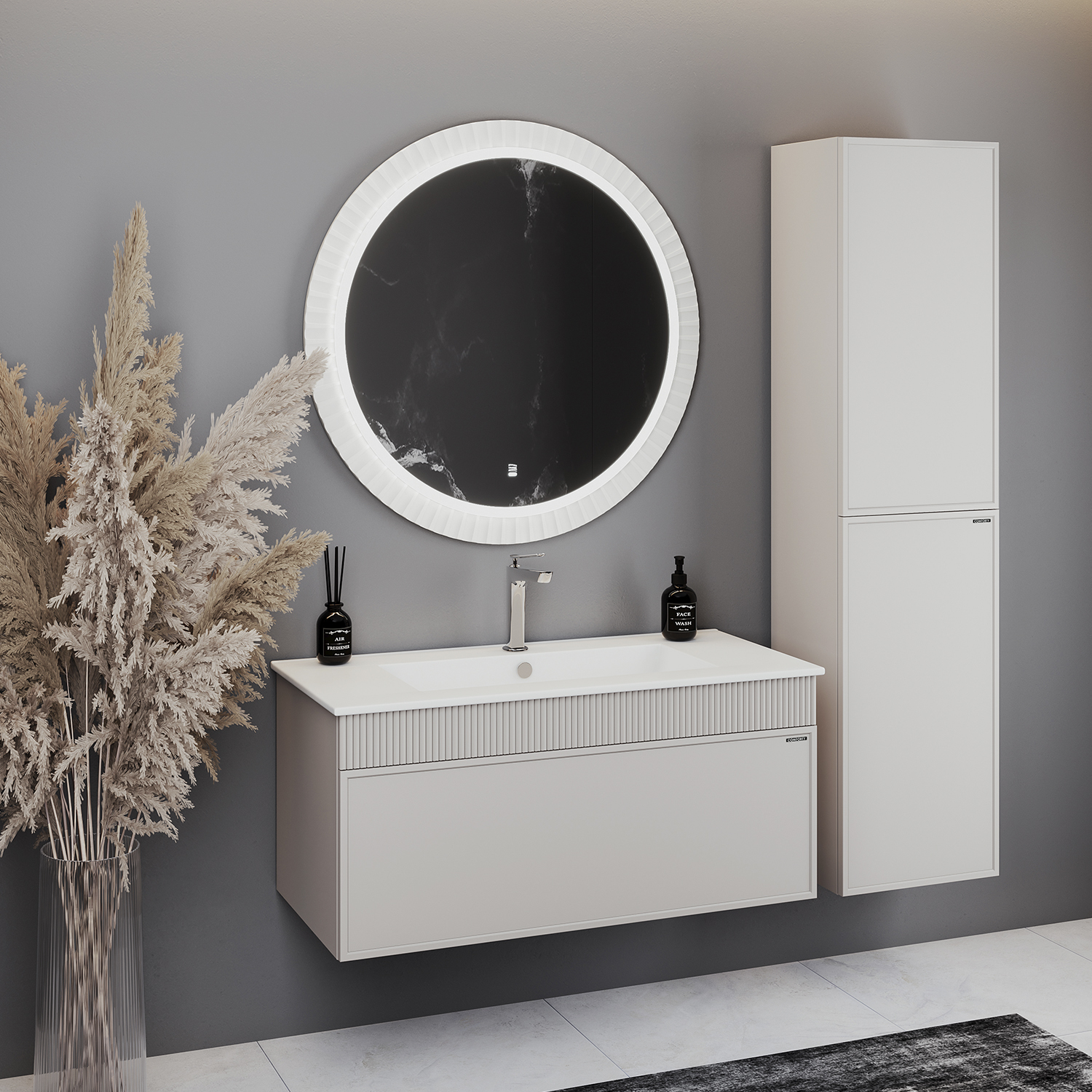 Шкаф-колонна Comforty Мадрид 40 серый шёлк