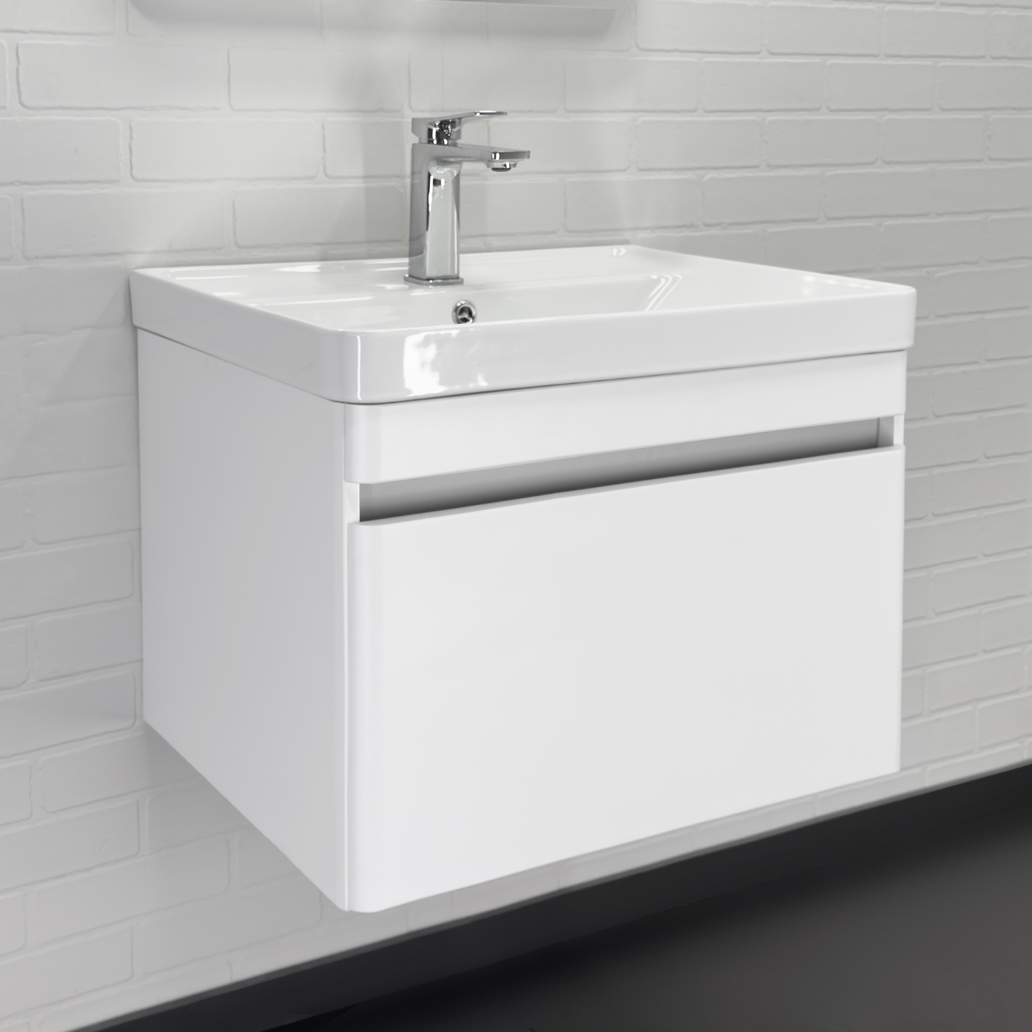 Подвесная тумба-умывальник Comforty Валдай-60П белый матовый с раковиной 4460