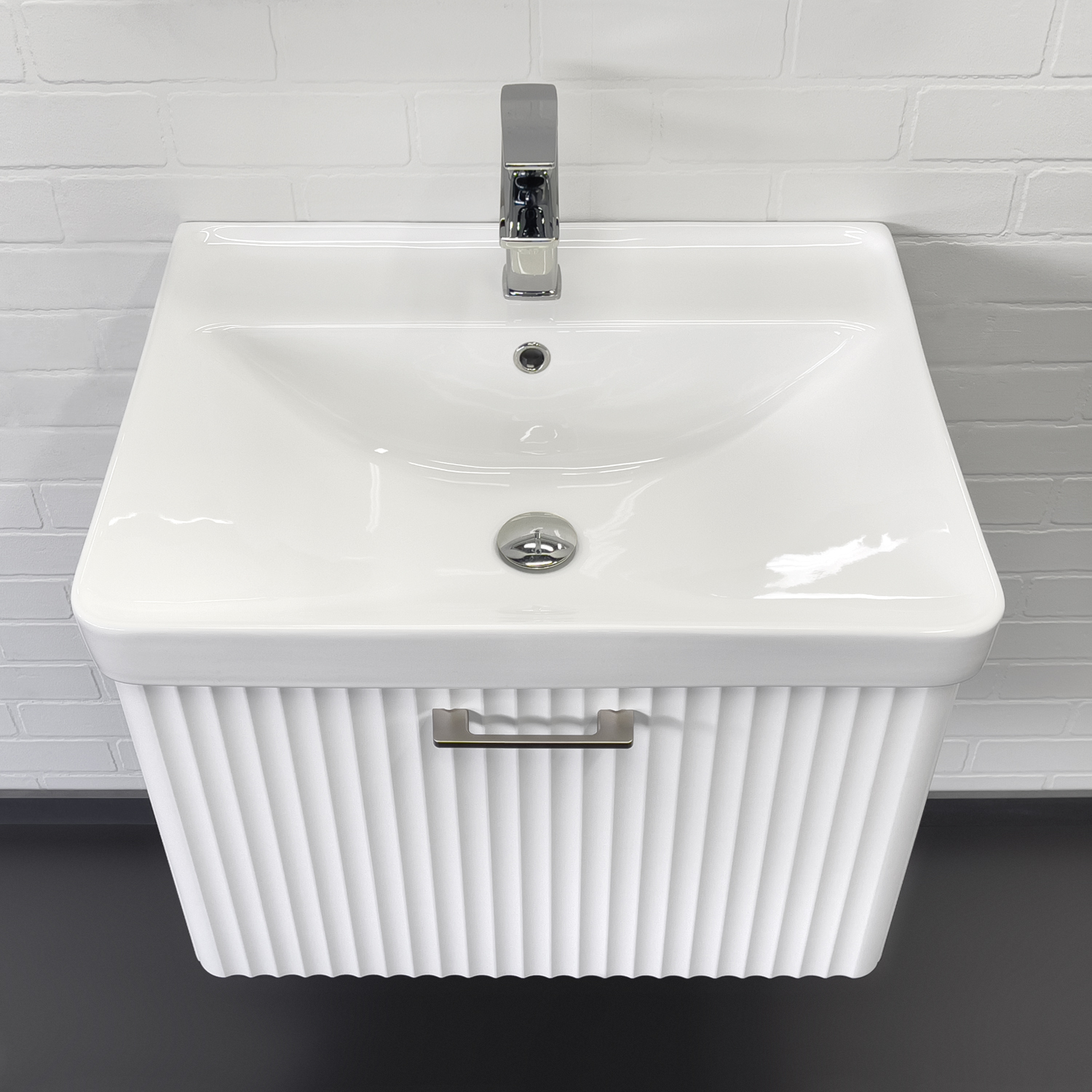 Тумба-умывальник Ангара-60П белая матовая c раковиной Comforty 4460