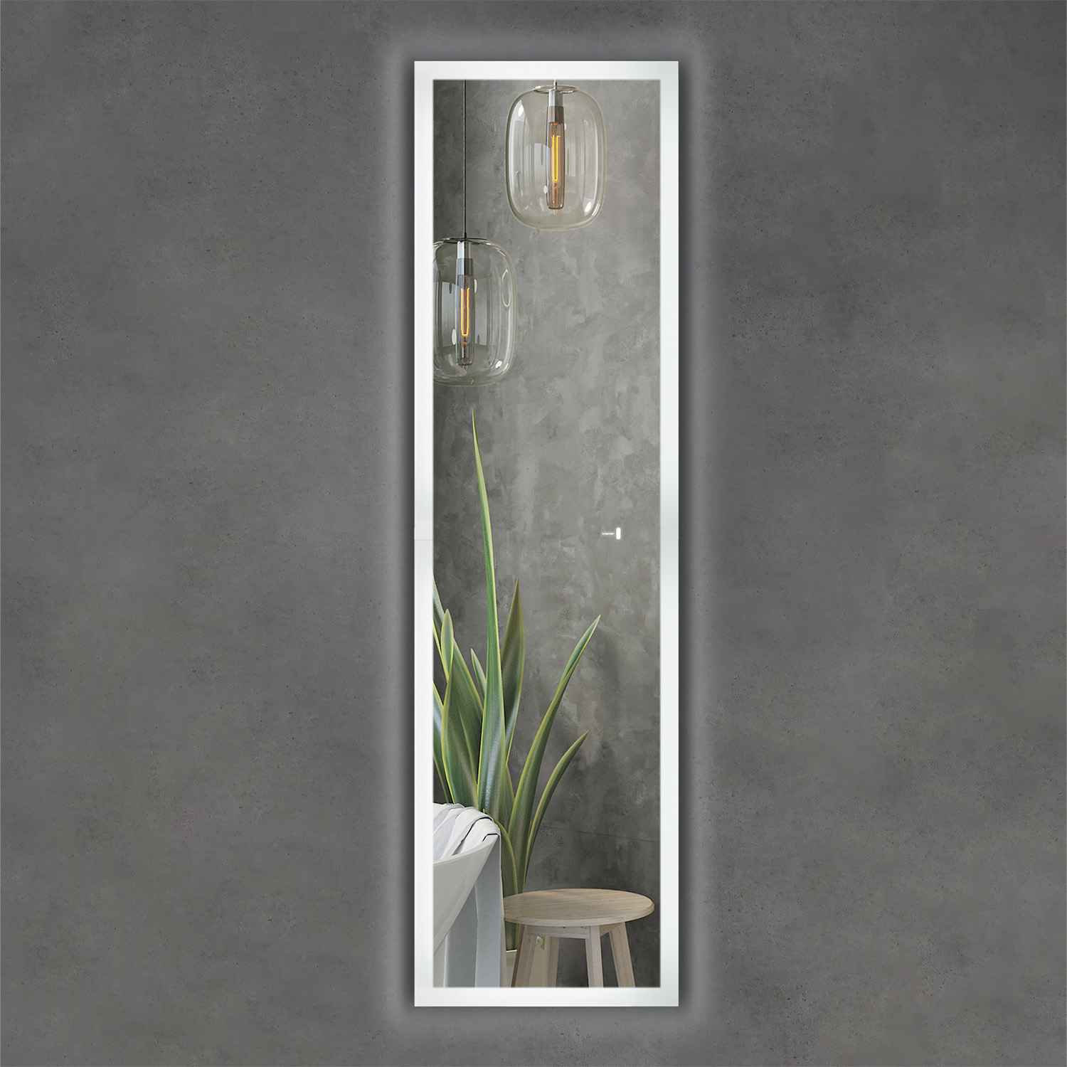 Вертикальное ростовое зеркало для ванной Comforty Люпин 440x1580 светодиодная подсветка, бесконтактный сенсор