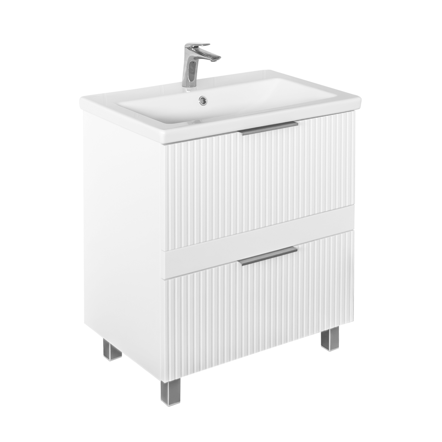 Тумба-умывальник Comforty Лима-70Н2 белый матовый с раковиной Комо 70