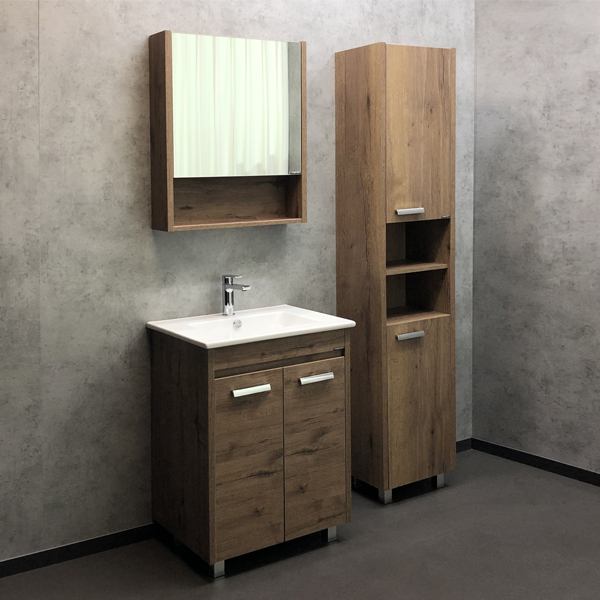 Comforty. Тумба-умывальник Марио-60 дуб темный с раковиной Квадро 60