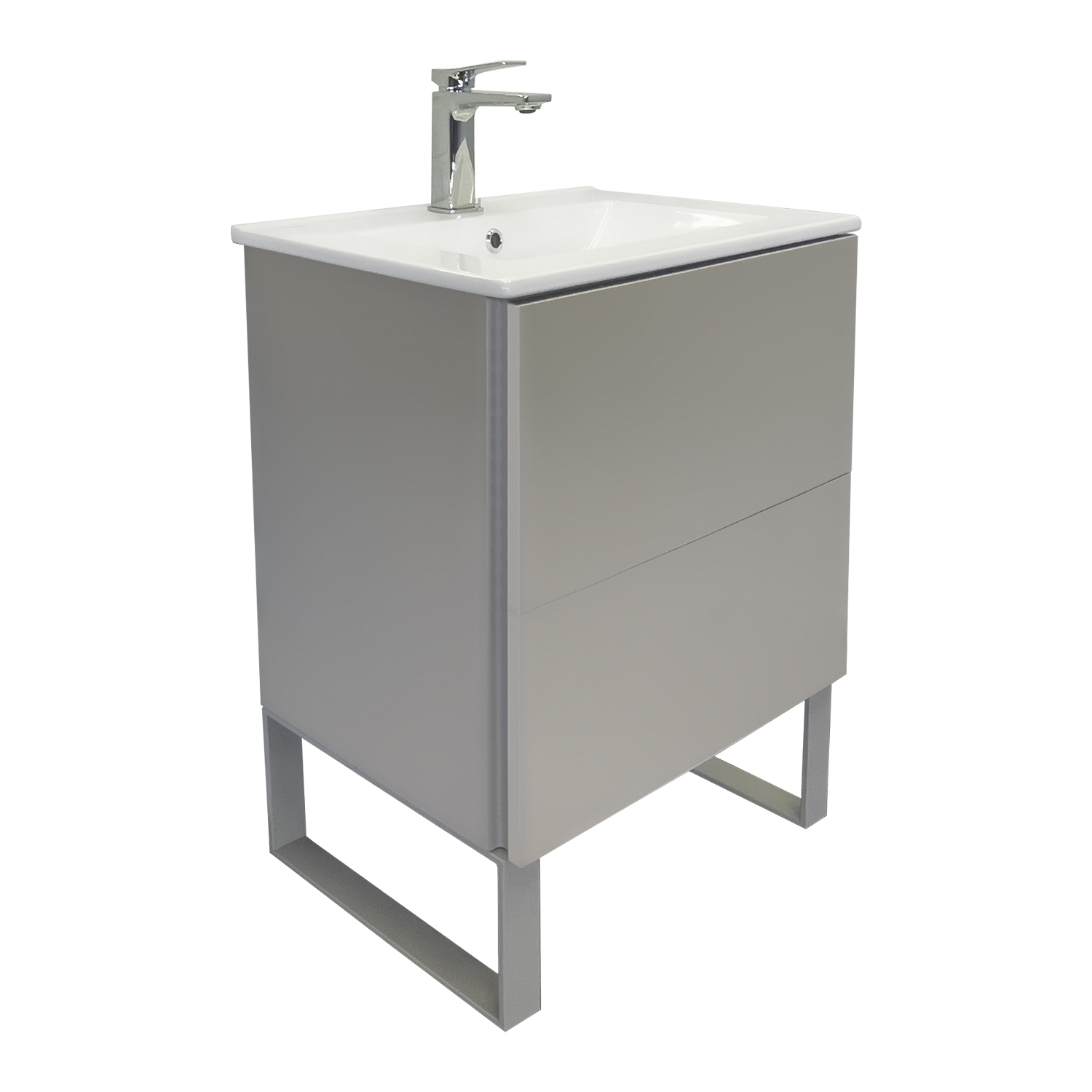 Тумба-умывальник Comforty Бильбао-60Н серый шёлк с раковиной Comforty 60E