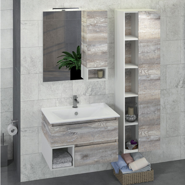 Тумба-умывальник Comforty Турин-75М дуб бежевый с раковиной Comforty 75E