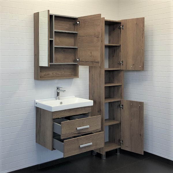 Тумба-умывальник Comforty Никосия 60П дуб темный с раковиной Фест 60