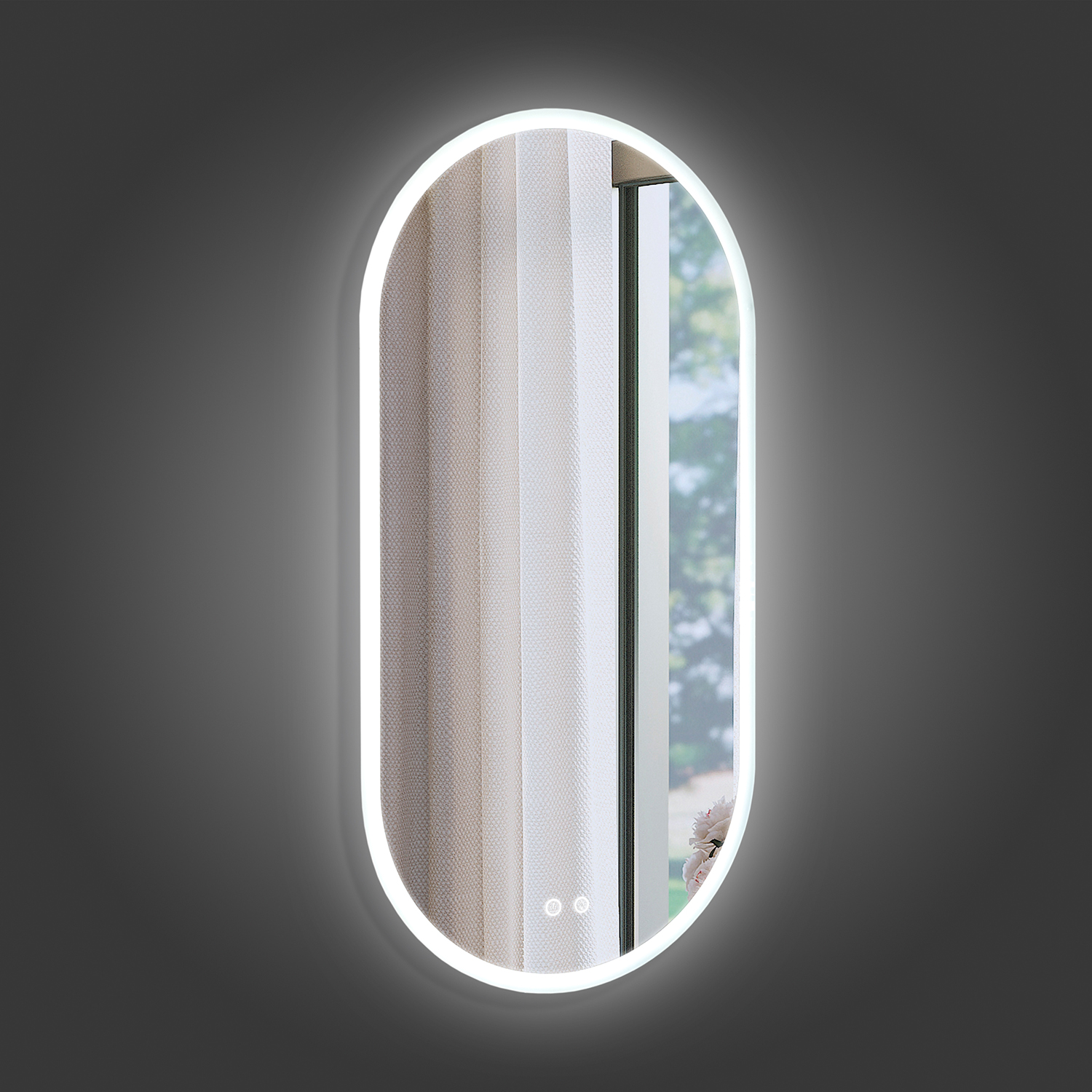 Овальное зеркало со светодиодной подсветкой Comforty Опал 42x84 холодный свет, контактный сенсор, антизапотевание