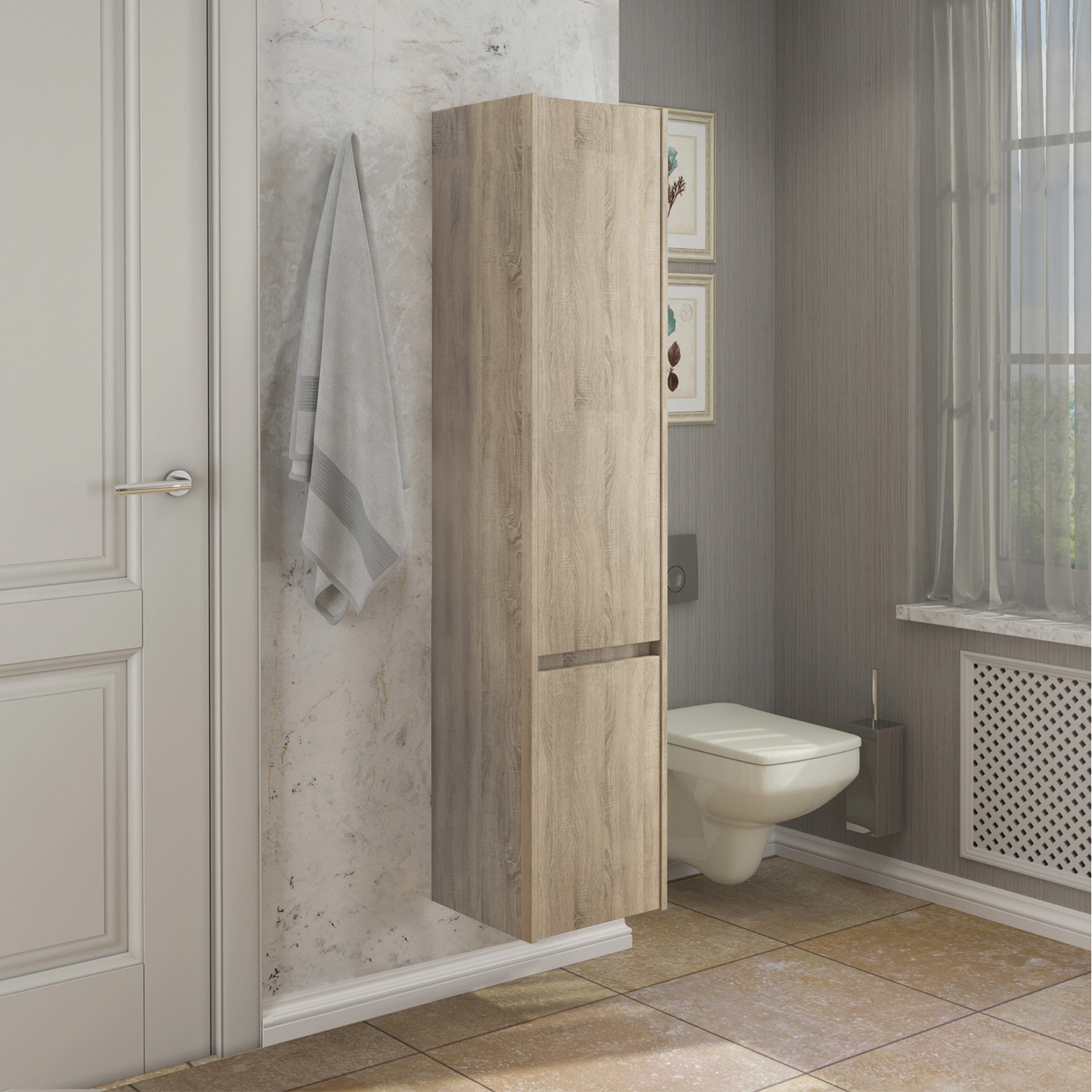 Comforty. Шкаф-колонна "Тромсе-35" дуб сонома