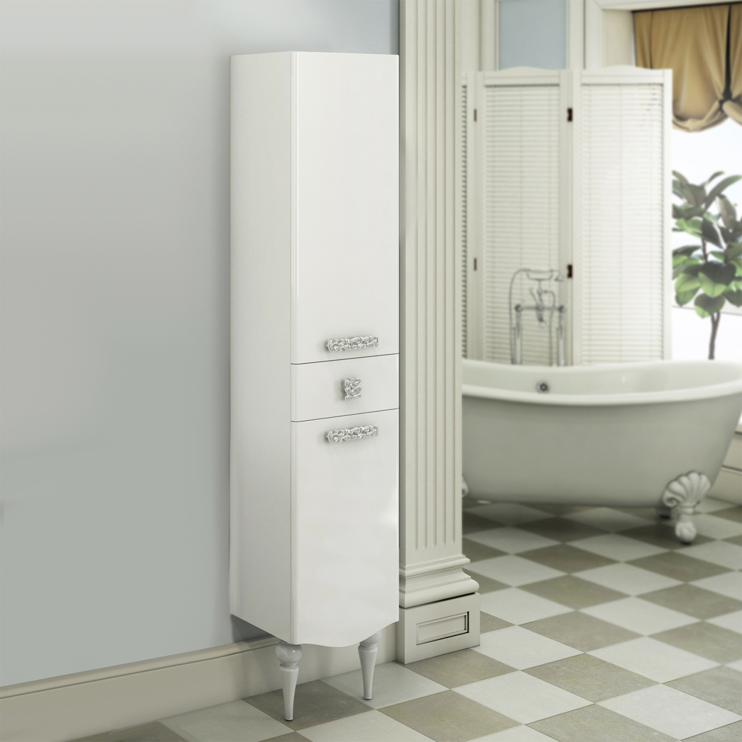 Comforty. Шкаф-колонна "Монако-40" левая белый глянец