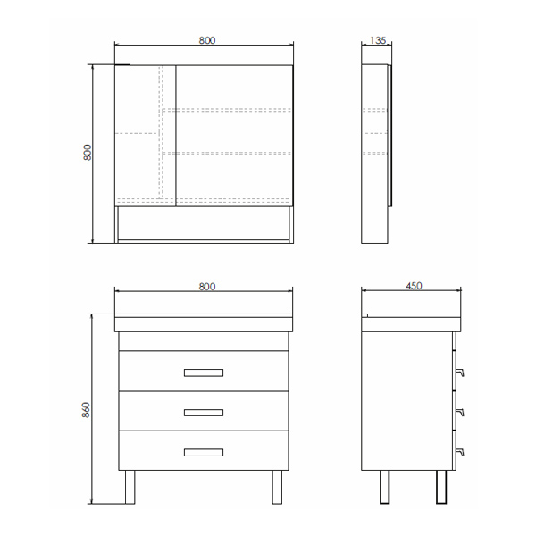 Comforty. Зеркало-шкаф "Никосия-80" дуб белый