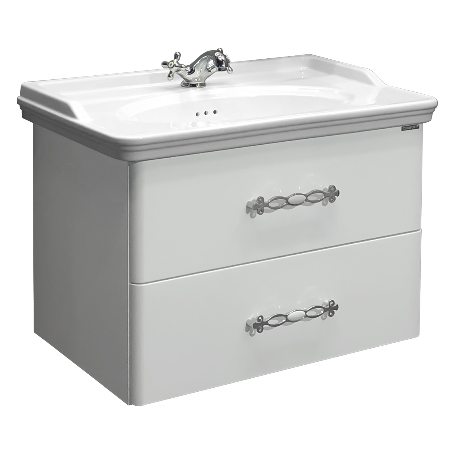 Comforty. Тумба-умывальник "Неаполь-80" белый глянец с раковиной 50180