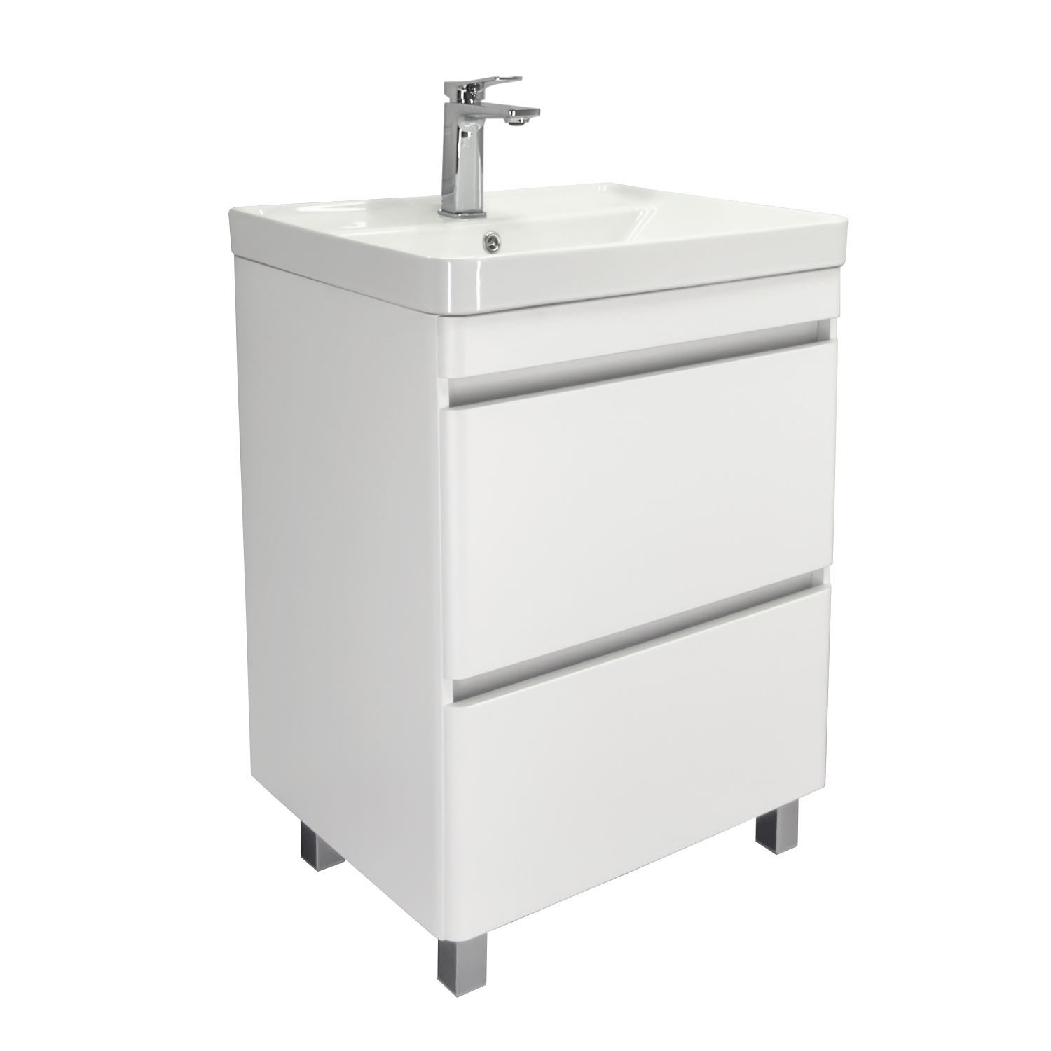 Напольная тумба-умывальник Comforty Валдай-60Н белый матовый с раковиной 4460