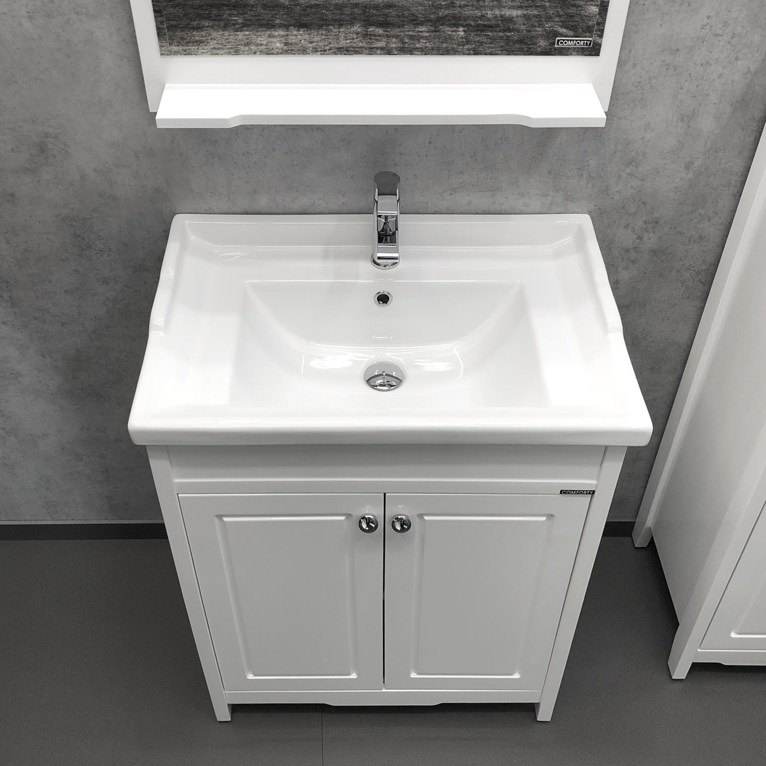 Comforty. Тумба-умывальник "Тбилиси-70" белый глянец с раковиной Comforty XD-F70