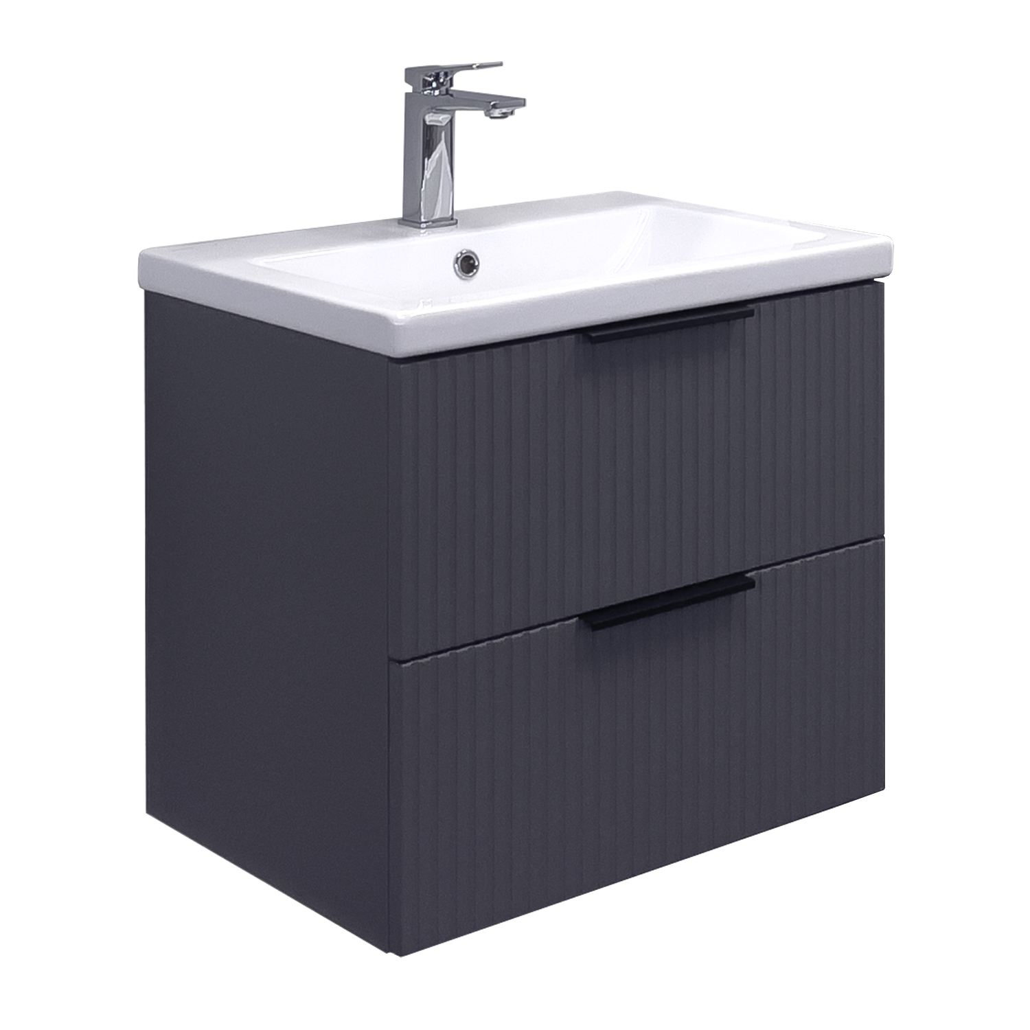 Тумба-умывальник Comforty Лима-60П2 антрацит с раковиной Комо 60