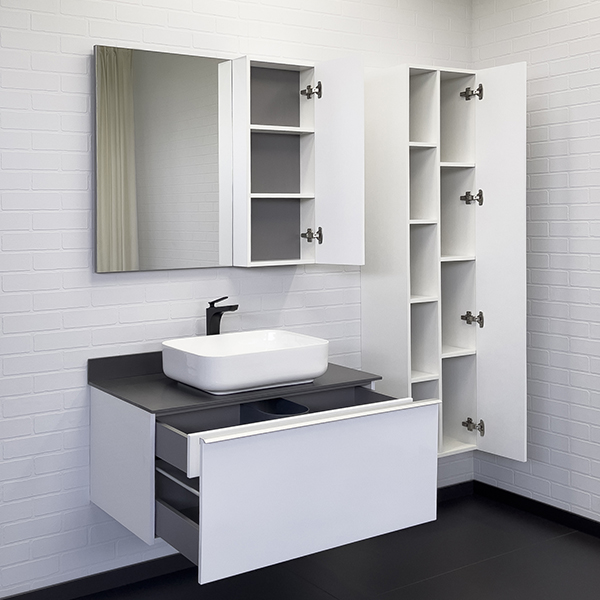 Comforty. Зеркало-шкаф "Милан-90" белый глянец