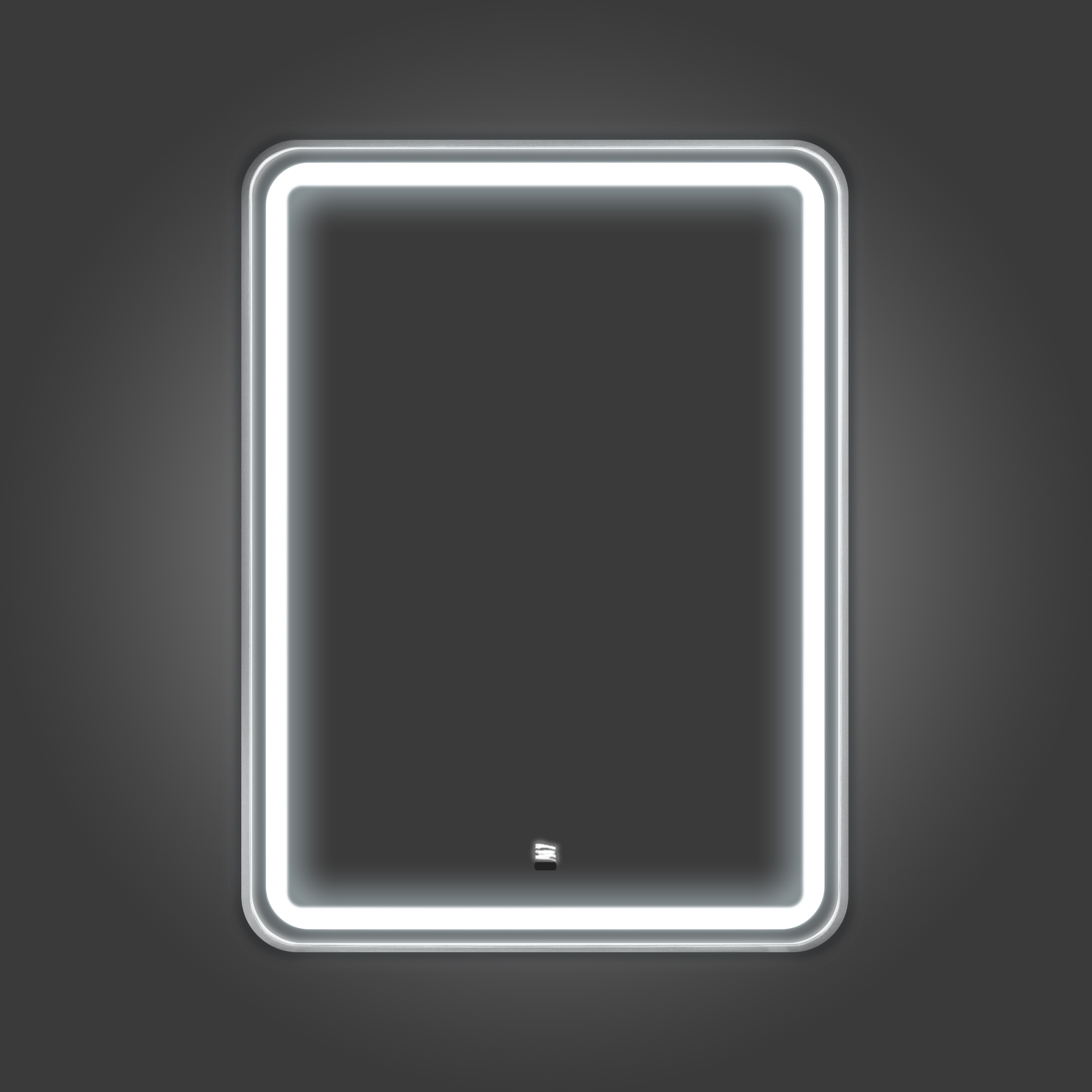 Зеркало в серебрянной алюминиевой раме 60 см для ванной комнаты Comforty Ситара-60, светодиодная подсветка, бесконтактный сенсор