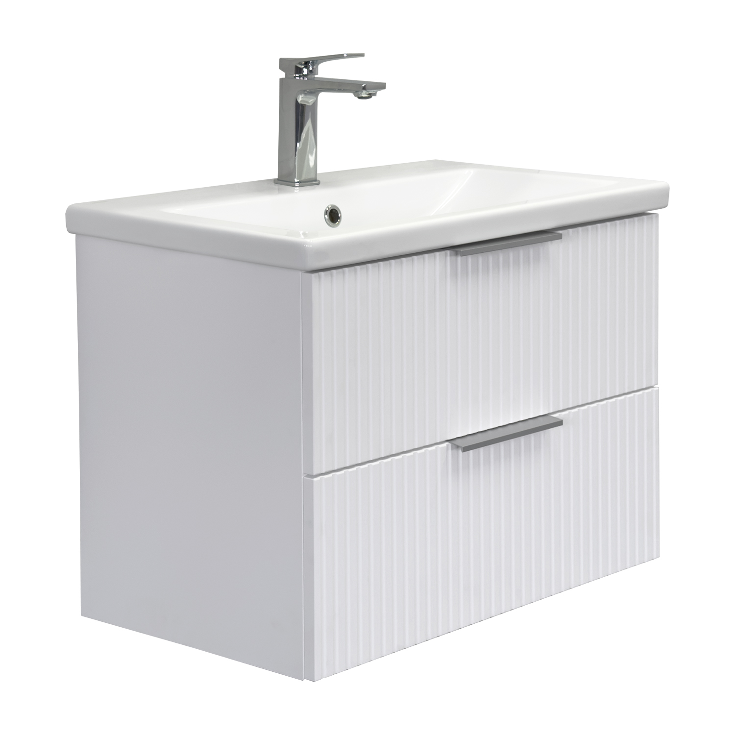 Тумба-умывальник подвесная Comforty Лима-70П2 белая матовая с раковиной Комо 70