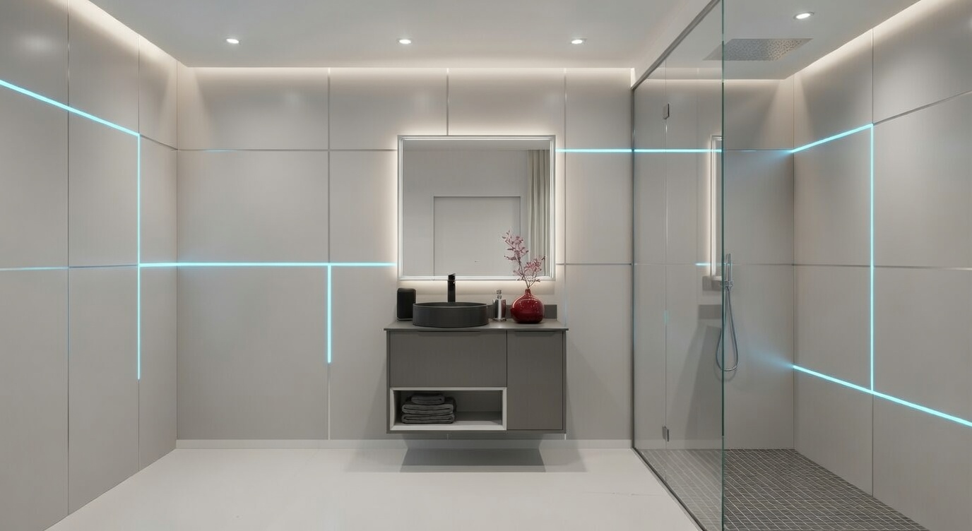 Строгий минимализм и хай-тек в ванной комнате: Искусство оставлять главное