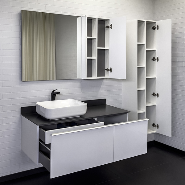 Тумба-умывальник Comforty Милан-120 белая с графитовой столешницей с раковиной Comforty T-Y9378