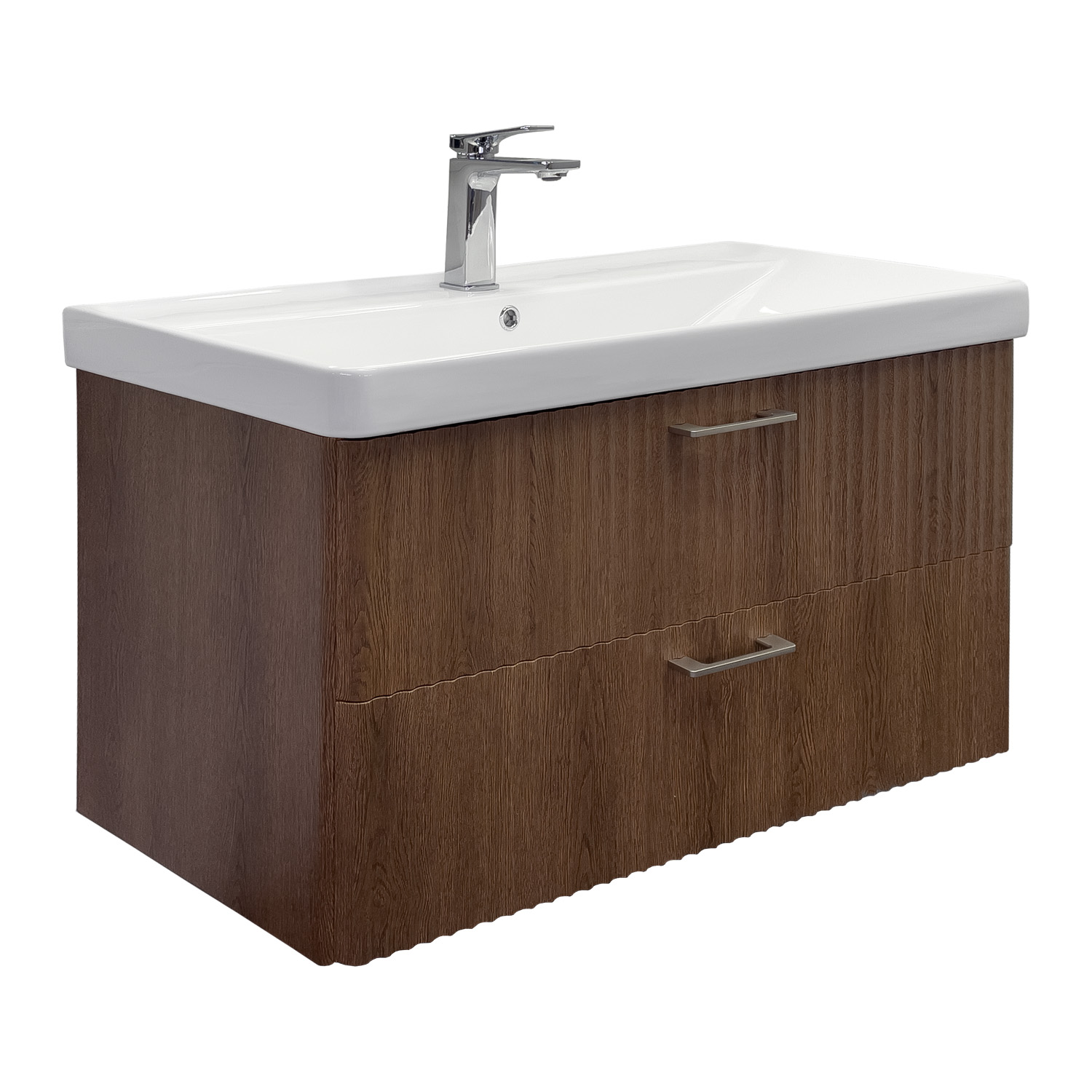 Тумба-умывальник Comforty Ангара-90П дуб темно-коричневый с раковиной 4490