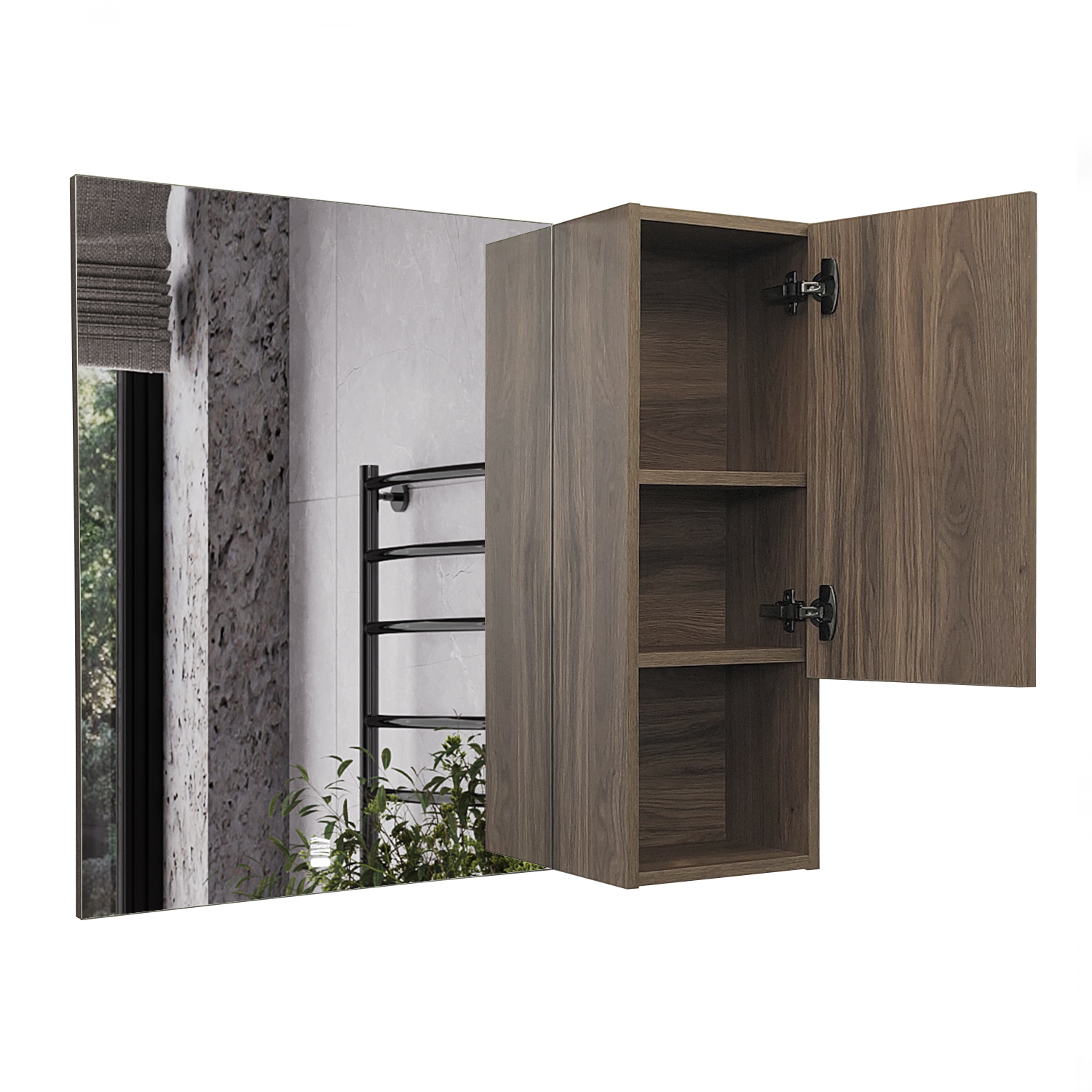 Зеркало-шкаф Comforty Бордо-90 дуб темно-коричневый
