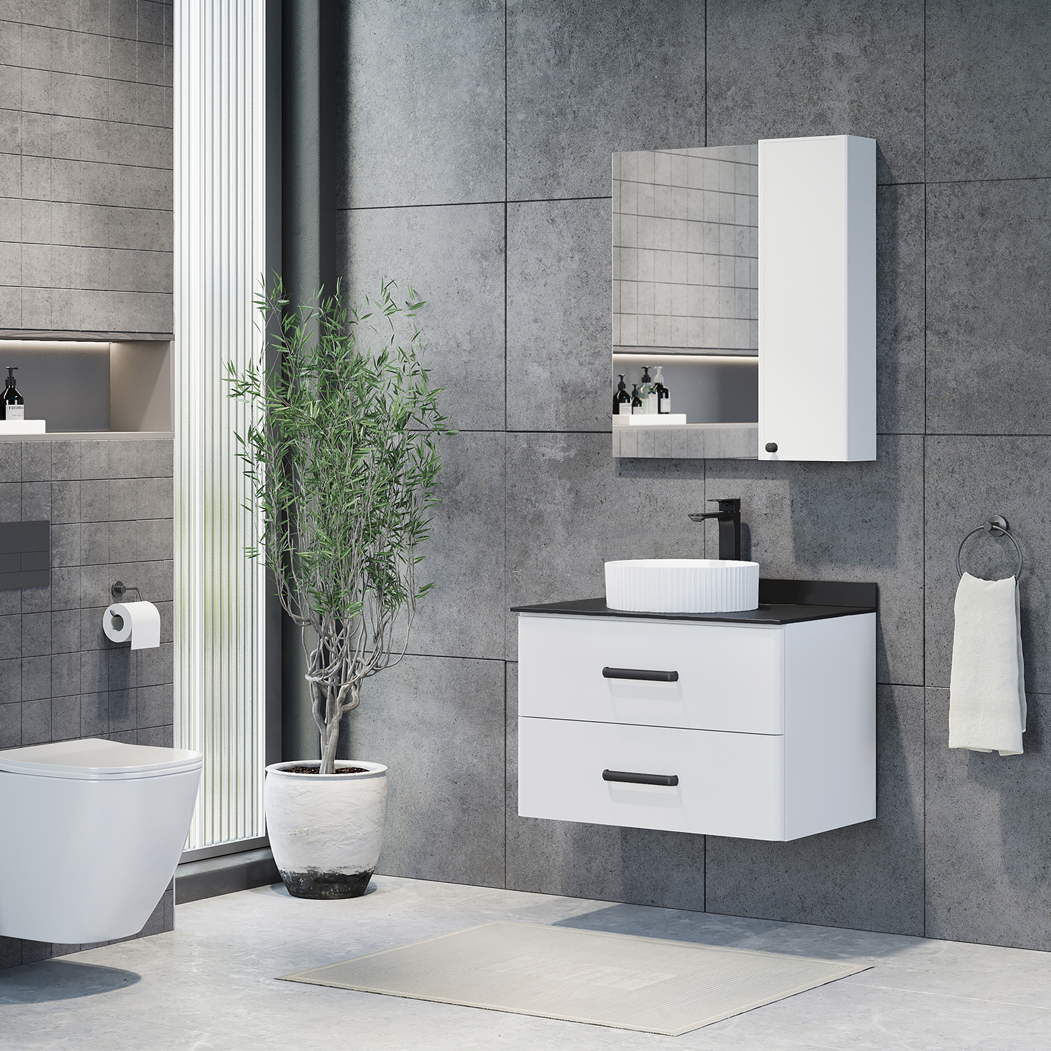 Comforty. Зеркало-шкаф "Амстердам-75" белый