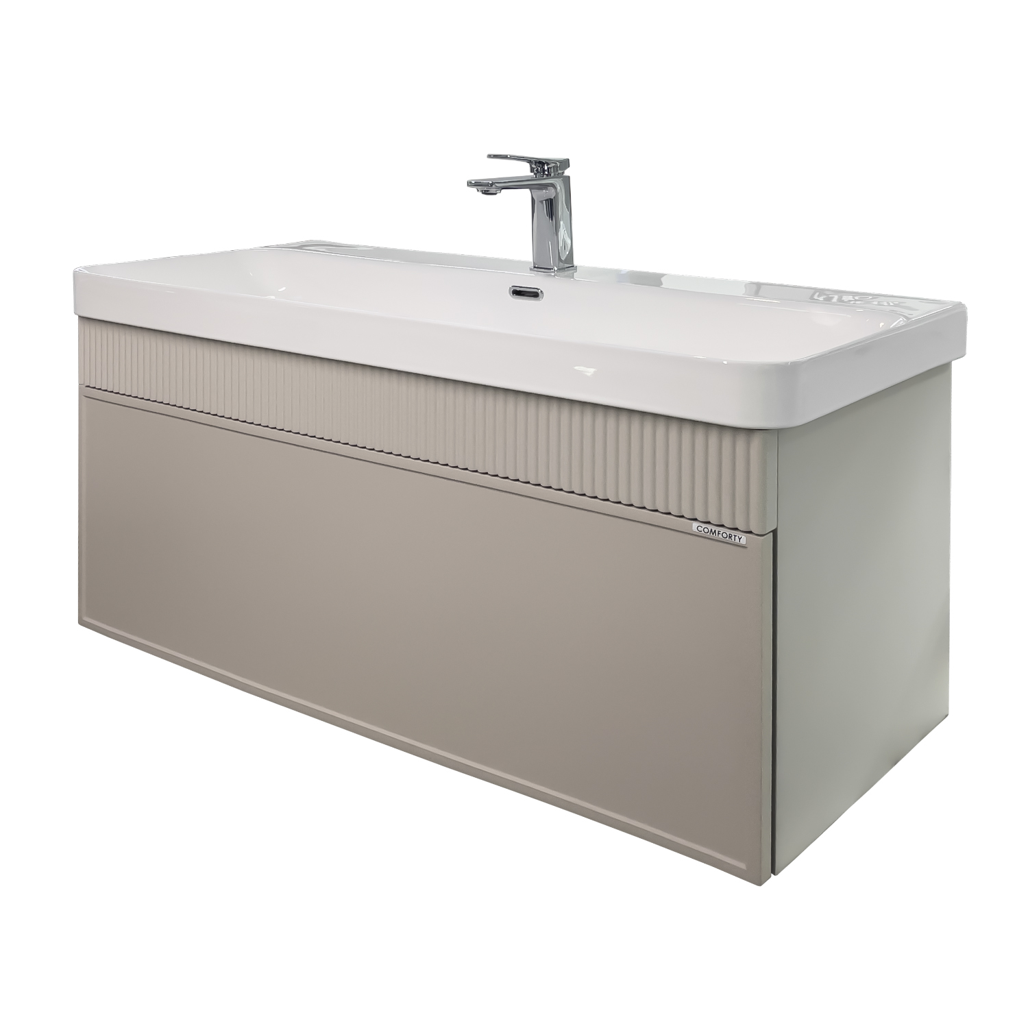 Тумба-умывальник Comforty Мадрид 100M серый шёлк с раковиной Comforty CF19595BX-100