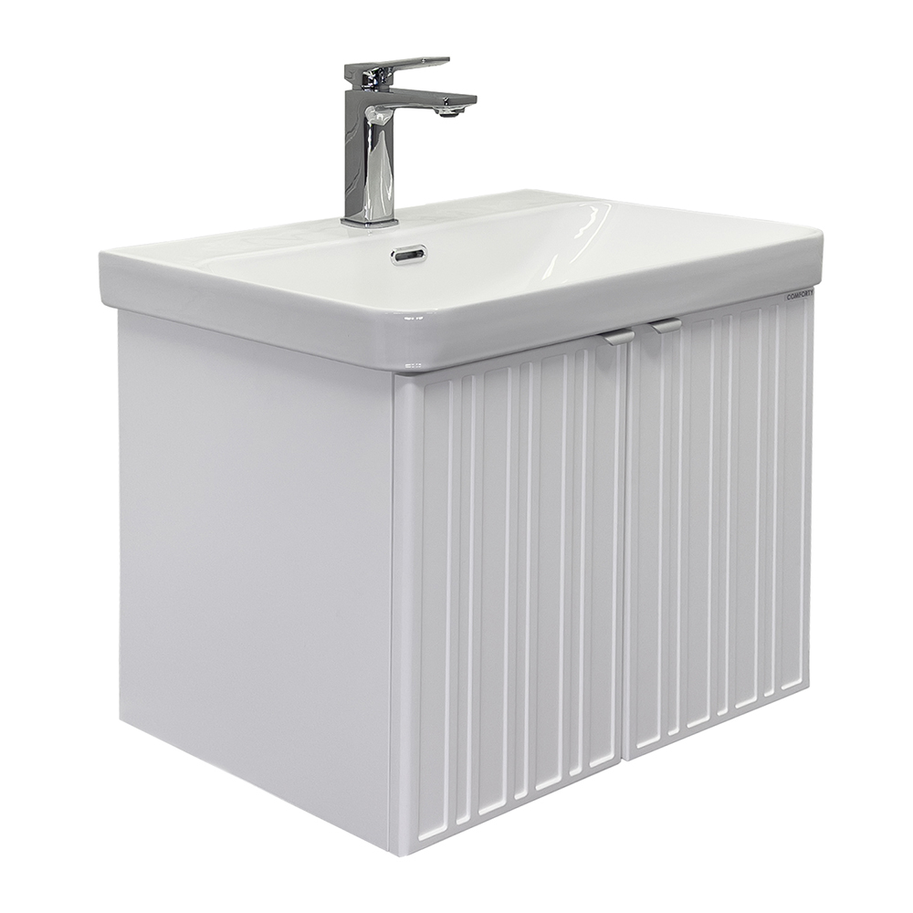 Тумба-умывальник Comforty Тенерифе-60 подвесная, белая матовая с раковиной CF19595BX-60