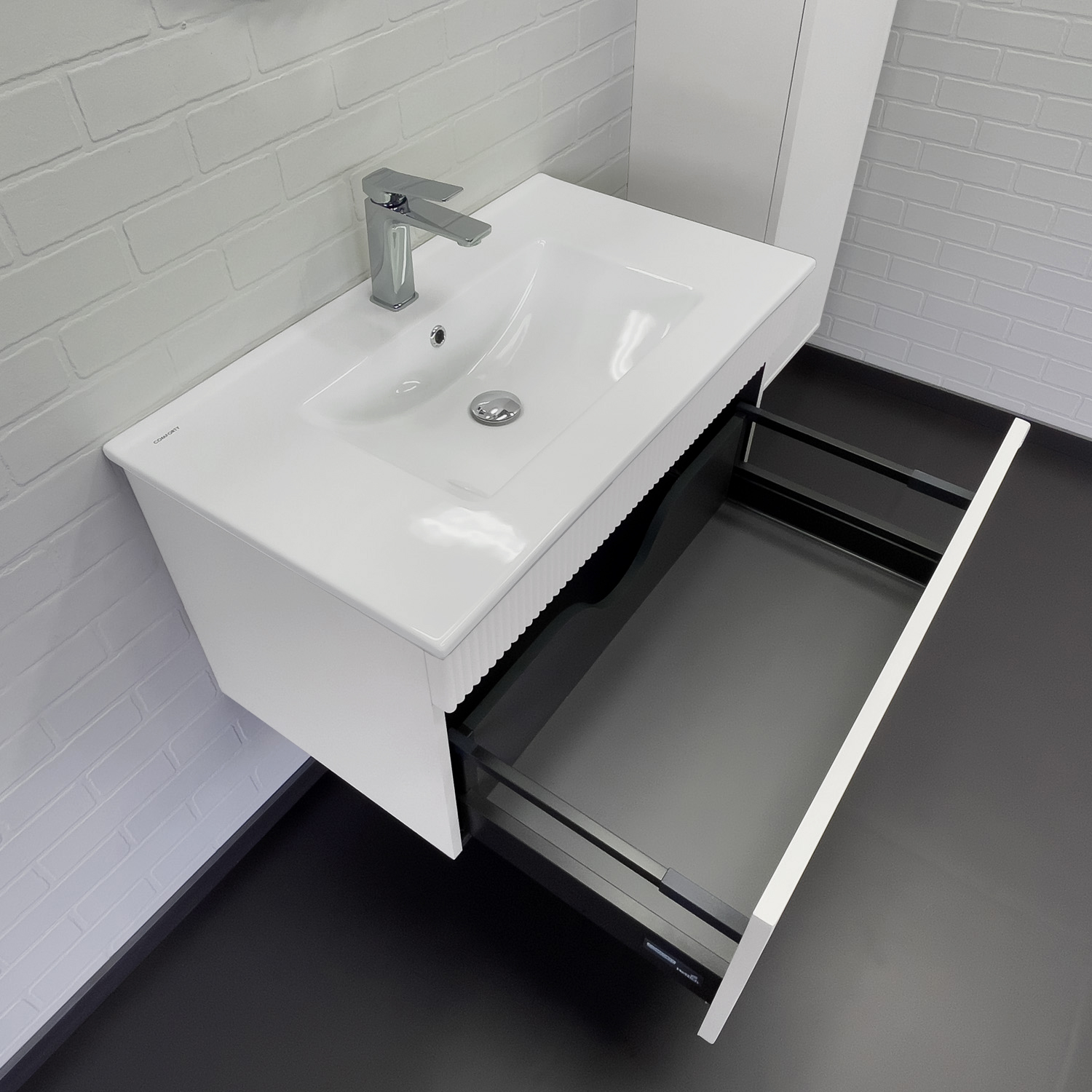 Тумба-умывальник для ванной Comforty Мадрид-80 белый матовый с раковиной Comforty 80E