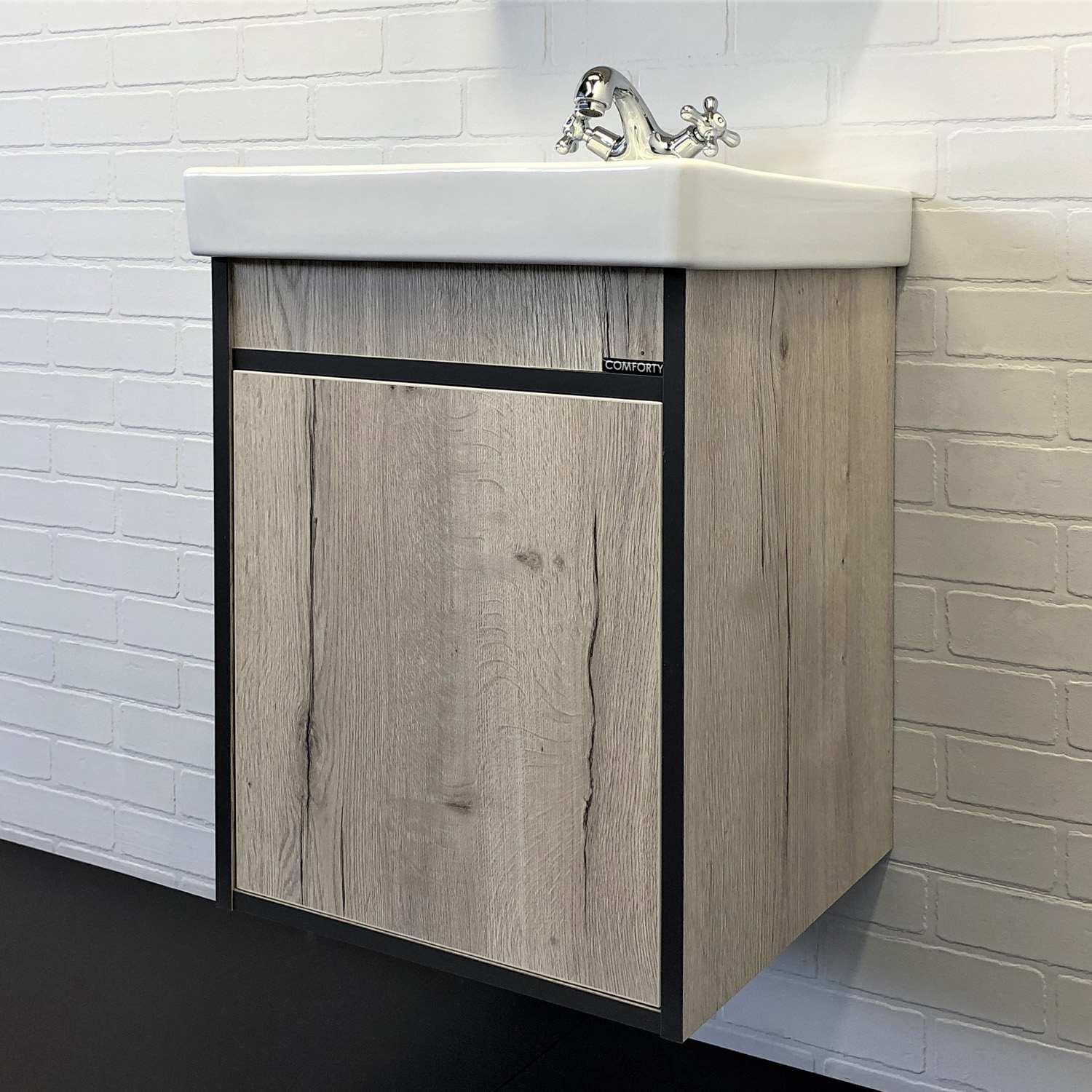 Тумба-умывальник Comforty Вена-45 дуб дымчатый с раковиной Адриана 45