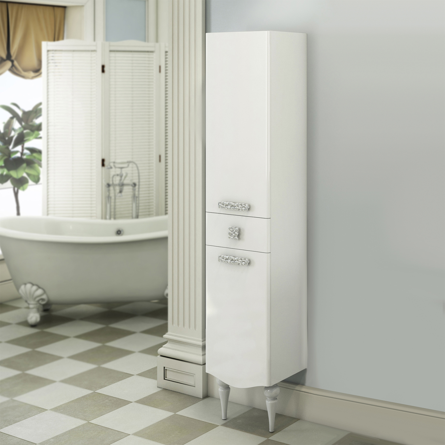 Comforty. Шкаф-колонна "Монако-40" правая белый глянец