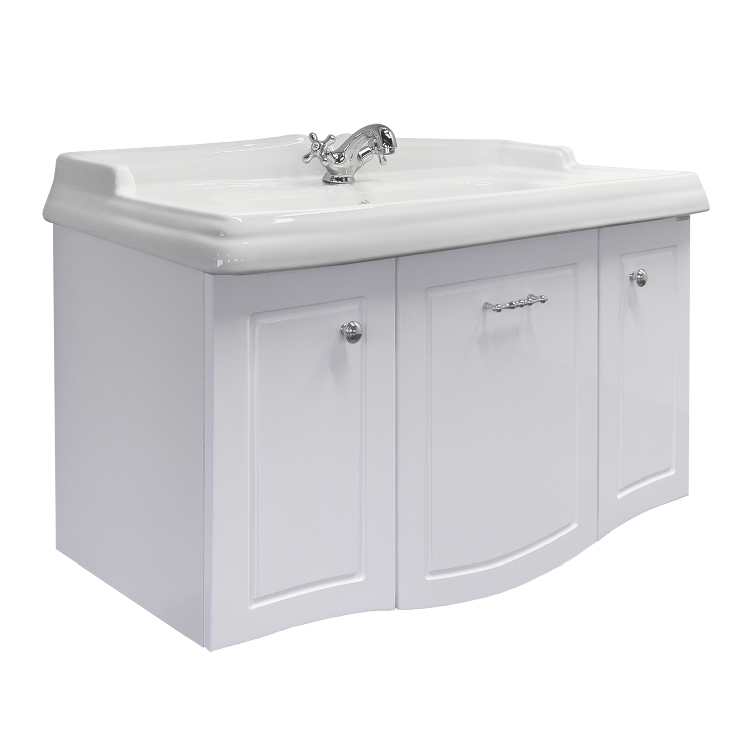 Тумба-умывальник Comforty Палини-100 белый глянец с раковиной Comforty 3310