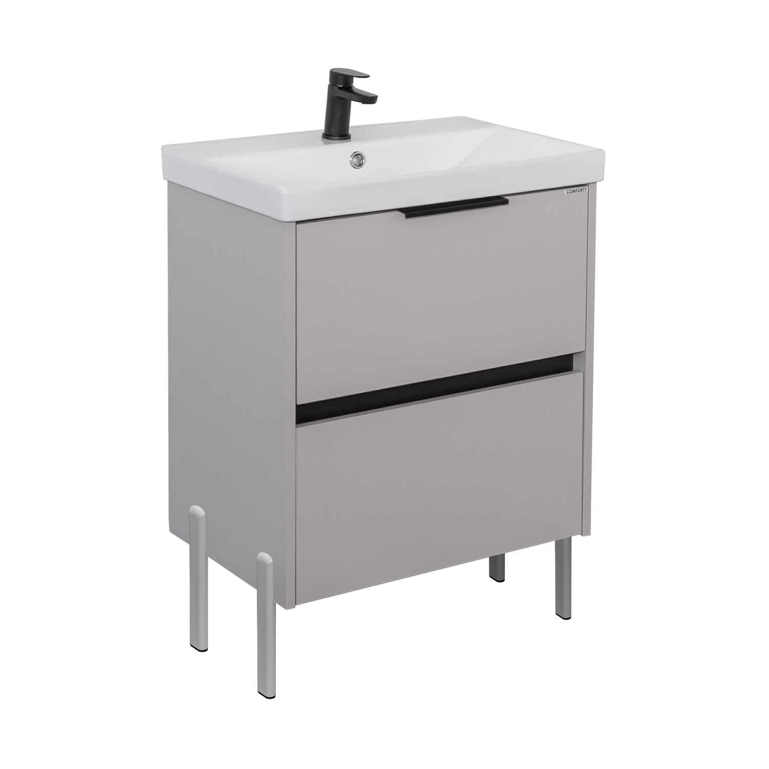 Подвесная тумба-умывальник Comforty Селенга-60 серый шелк с раковиной CF19696BX-60