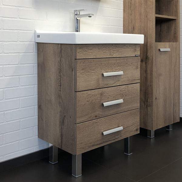 Тумба-умывальник Comforty Никосия 60Н дуб темный с раковиной Фест 60