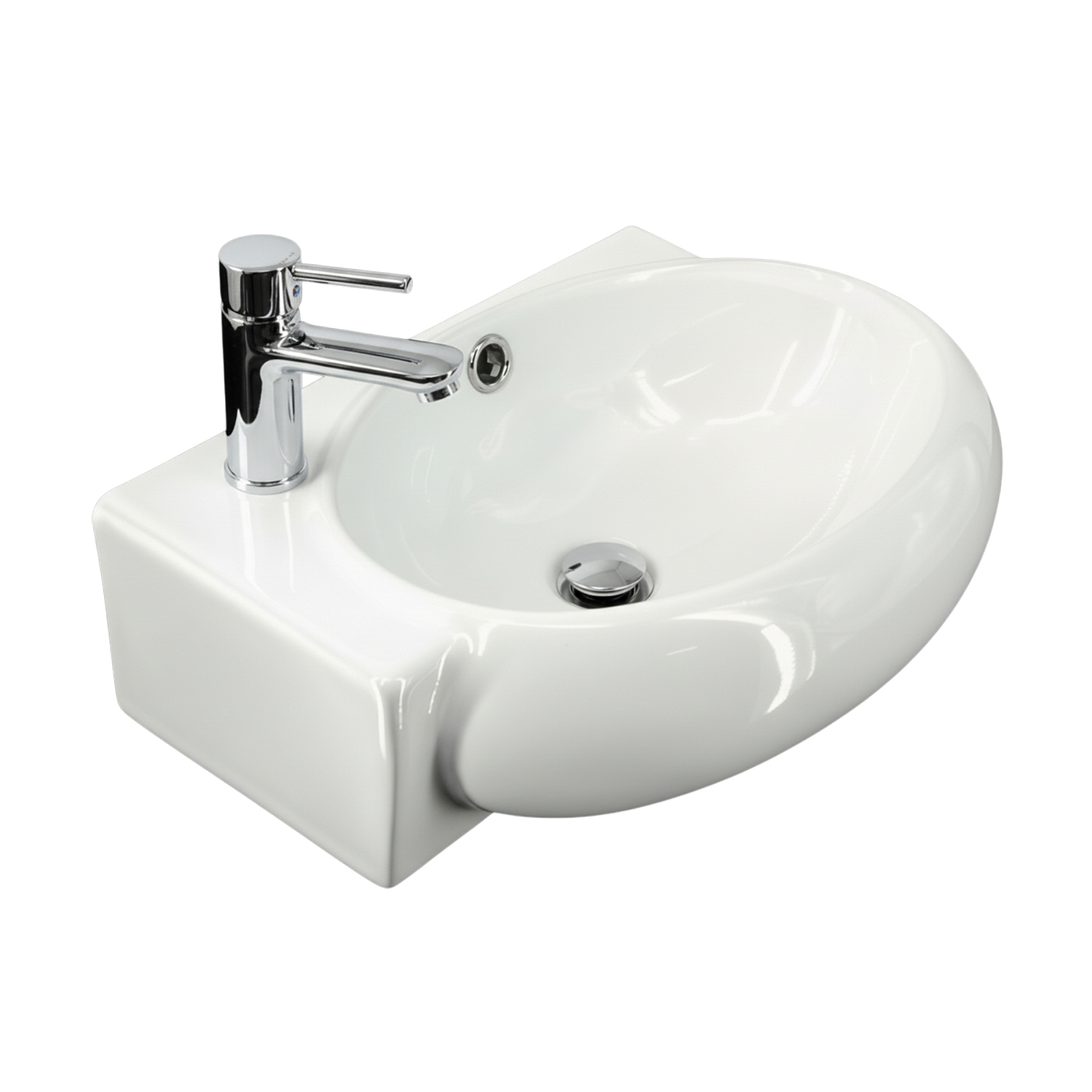 Подвесная мини раковина с левым смесителем Comforty CF1E606R для гостевого санузла