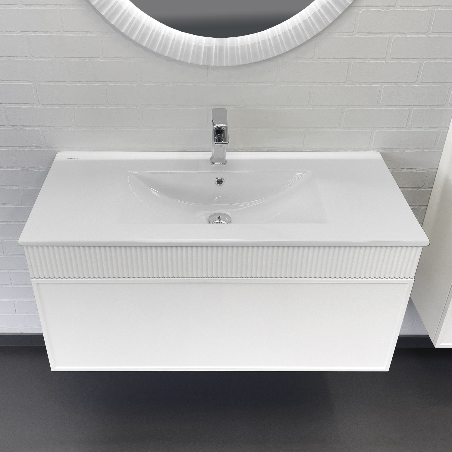Тумба-умывальник Comforty Мадрид 100 белый матовый с раковиной Comforty 100E