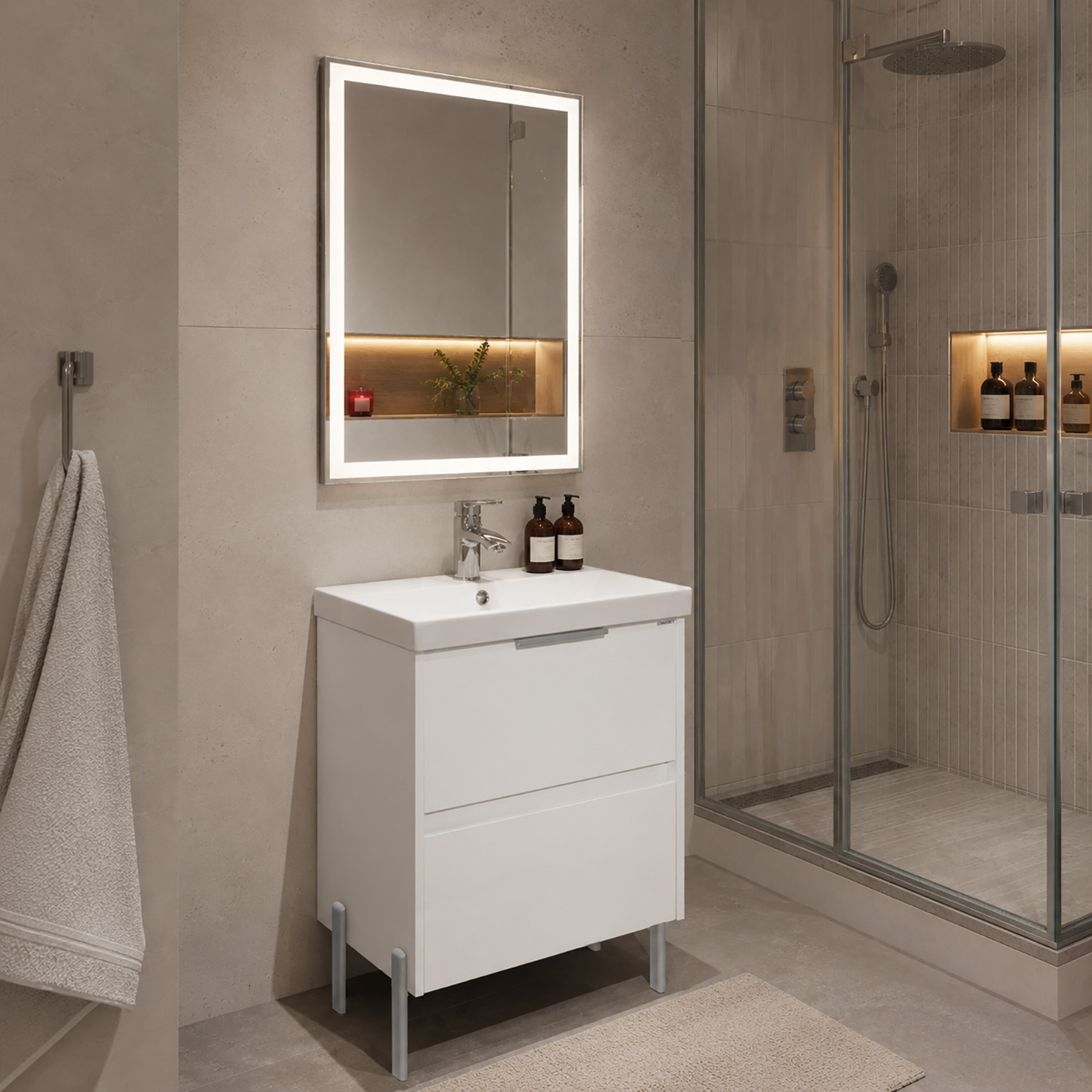 Комплект нерегулируемых мебельных ножек Comforty, 2 штуки, h=200мм, цвет хром матовый