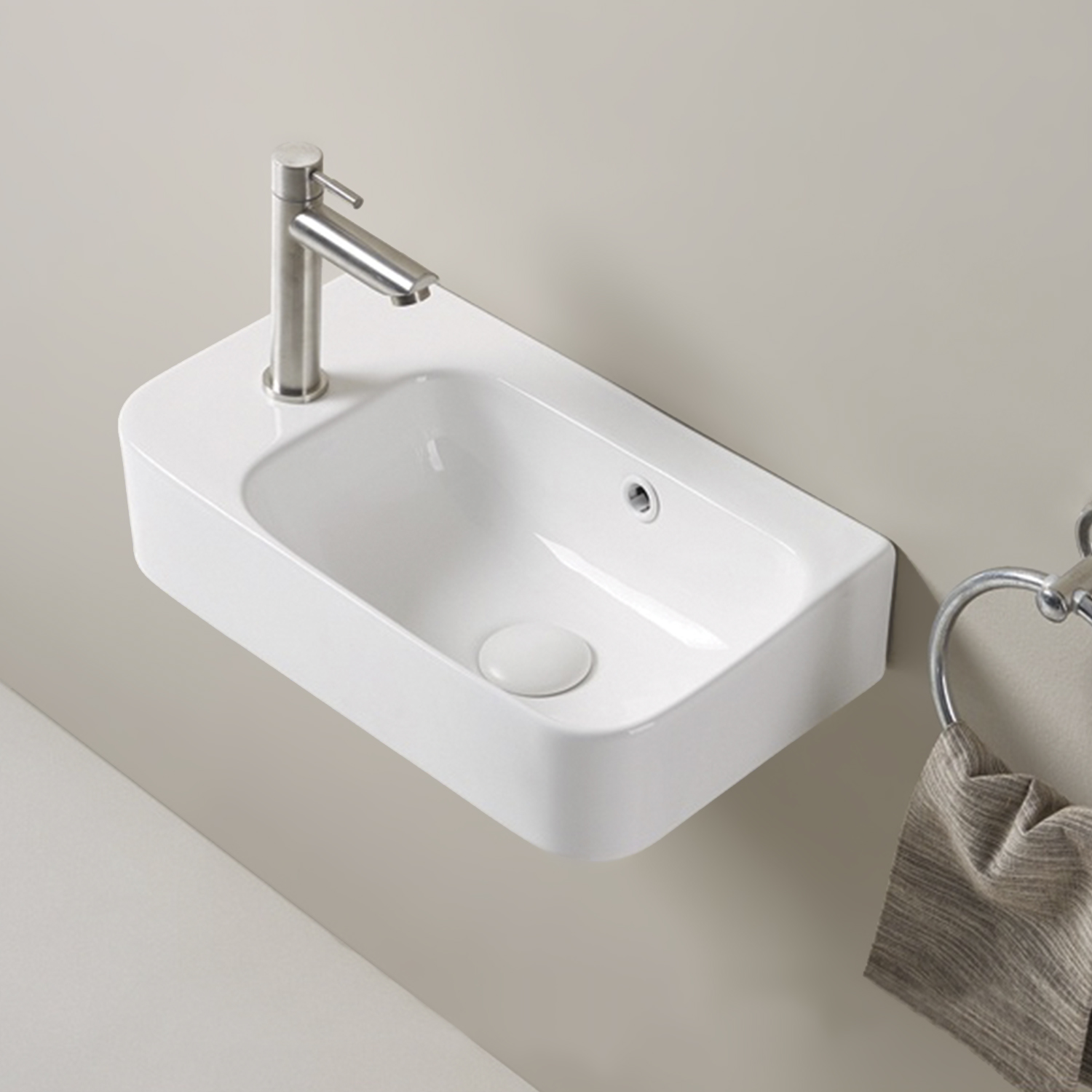 Подвесная мини раковина для гостевого санузла Comforty CF178578R чаша справа