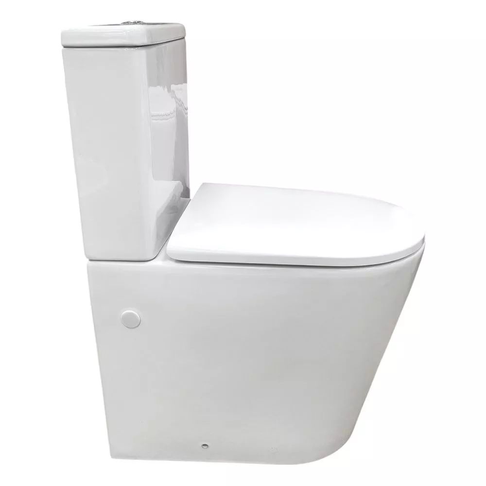 Безободковый унитаз-компакт Comforty CF41273S1 универсальный выпуск, двухрежимная арматура, сиденье дюропласт с микролифтом