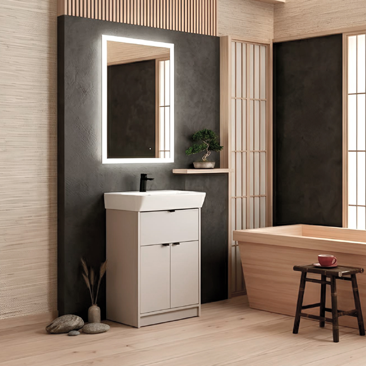 Напольная тумба-умывальник Comforty Руза-50 серый шелк с раковиной 9055RA-50
