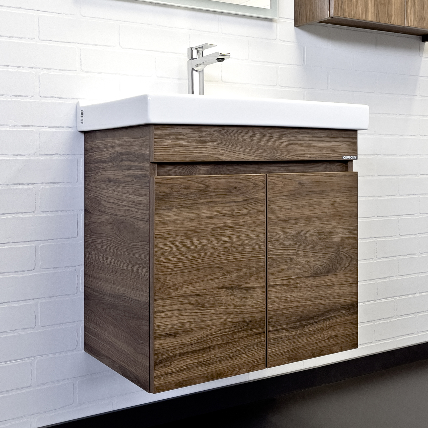 Тумба-умывальник Comforty Осло 60 дуб тёмно-коричневый с раковиной Фест 60