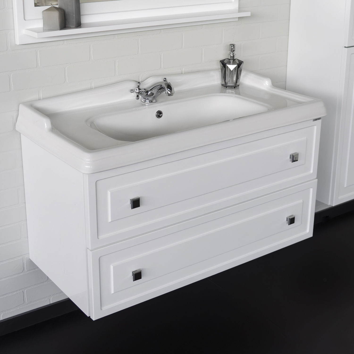 Тумба-умывальник Comforty Феррара-100 белая с раковиной Comforty 3310