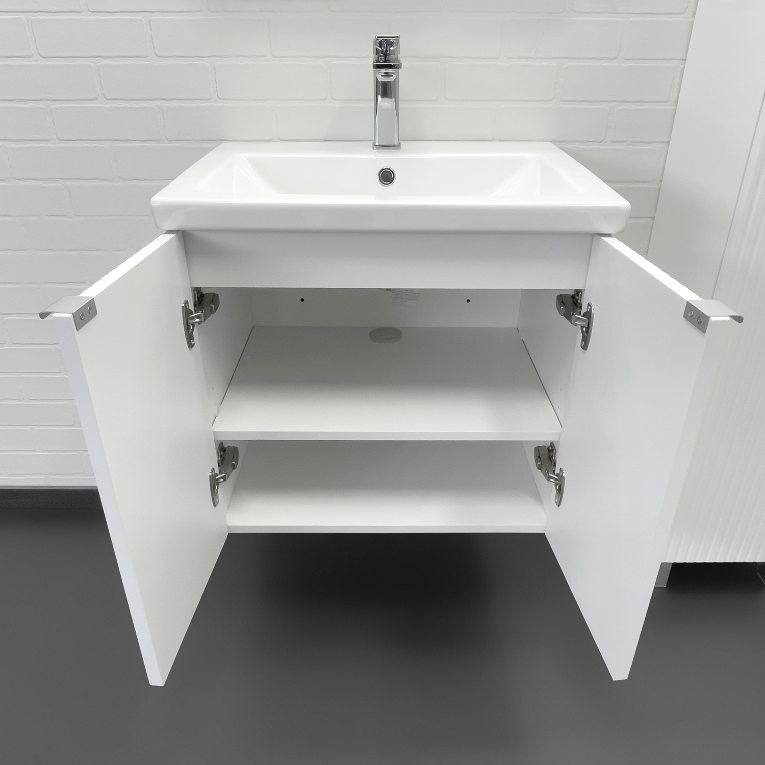 Тумба-умывальник Comforty Лима-60П белый матовый с раковиной Комо 60