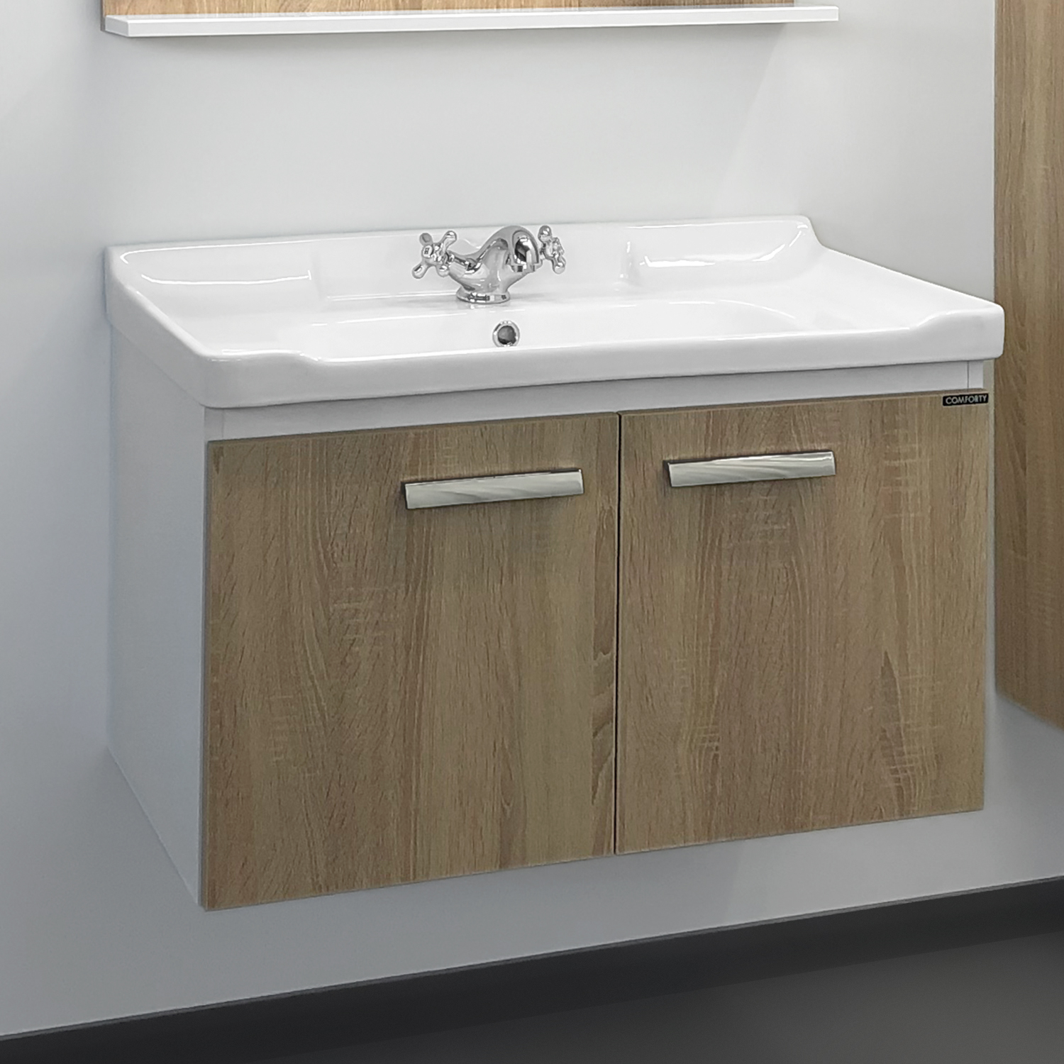 Comforty. Тумба-умывальник "Рига-80" дуб сонома с раковиной Comforty 9335-80