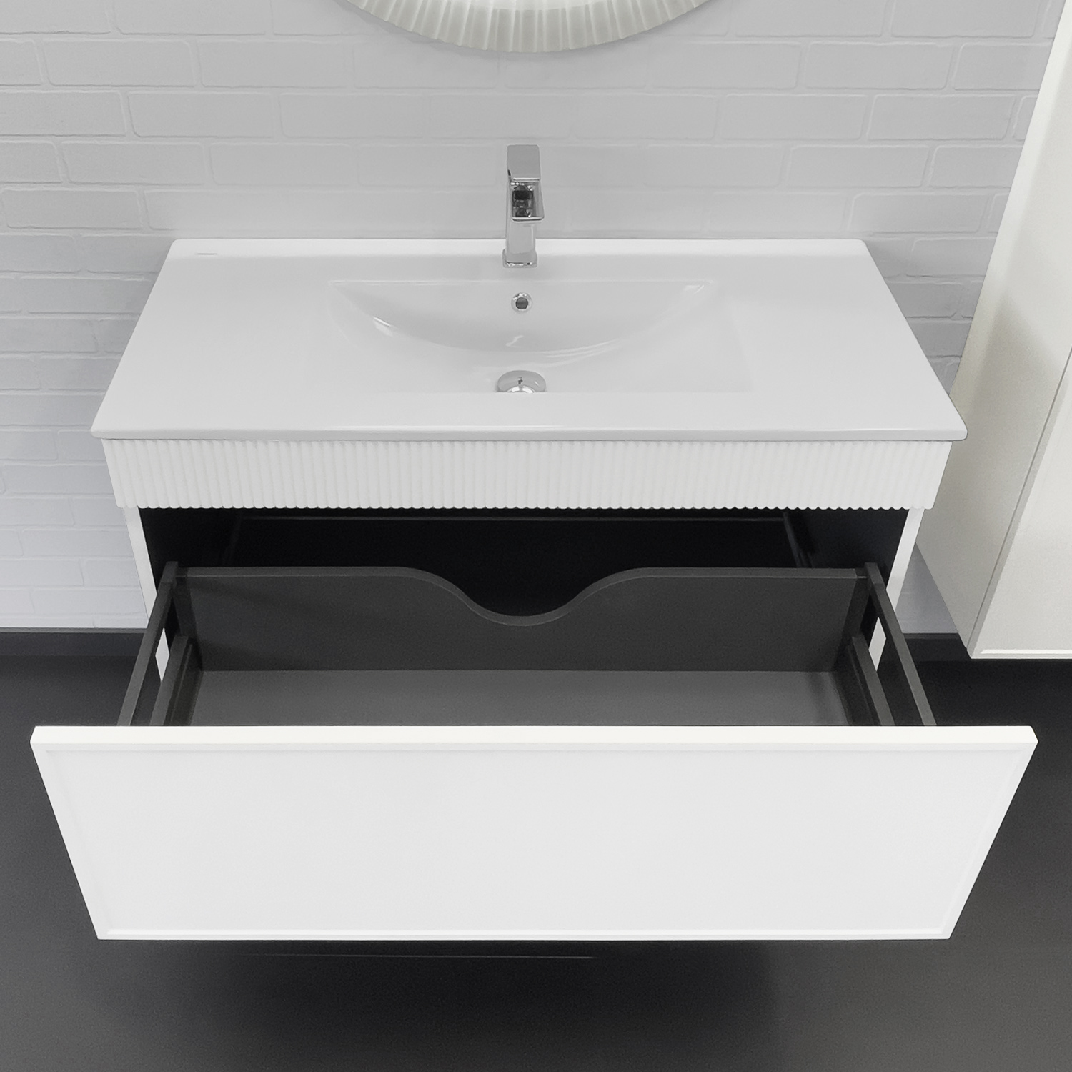 Тумба-умывальник Comforty Мадрид 100 белый матовый с раковиной Comforty 100E