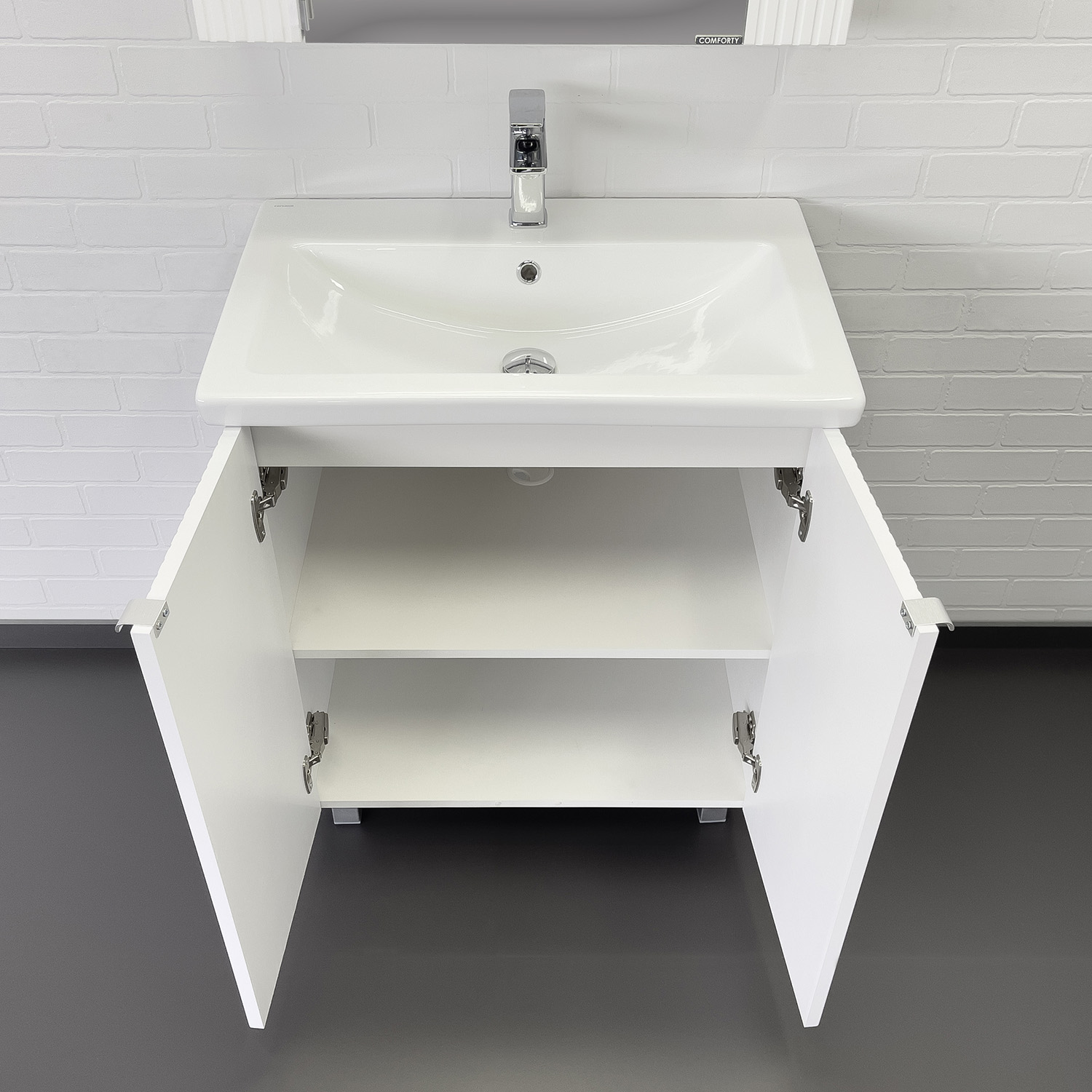 Тумба-умывальник Comforty Лима-70 белый матовый с раковиной Комо 70